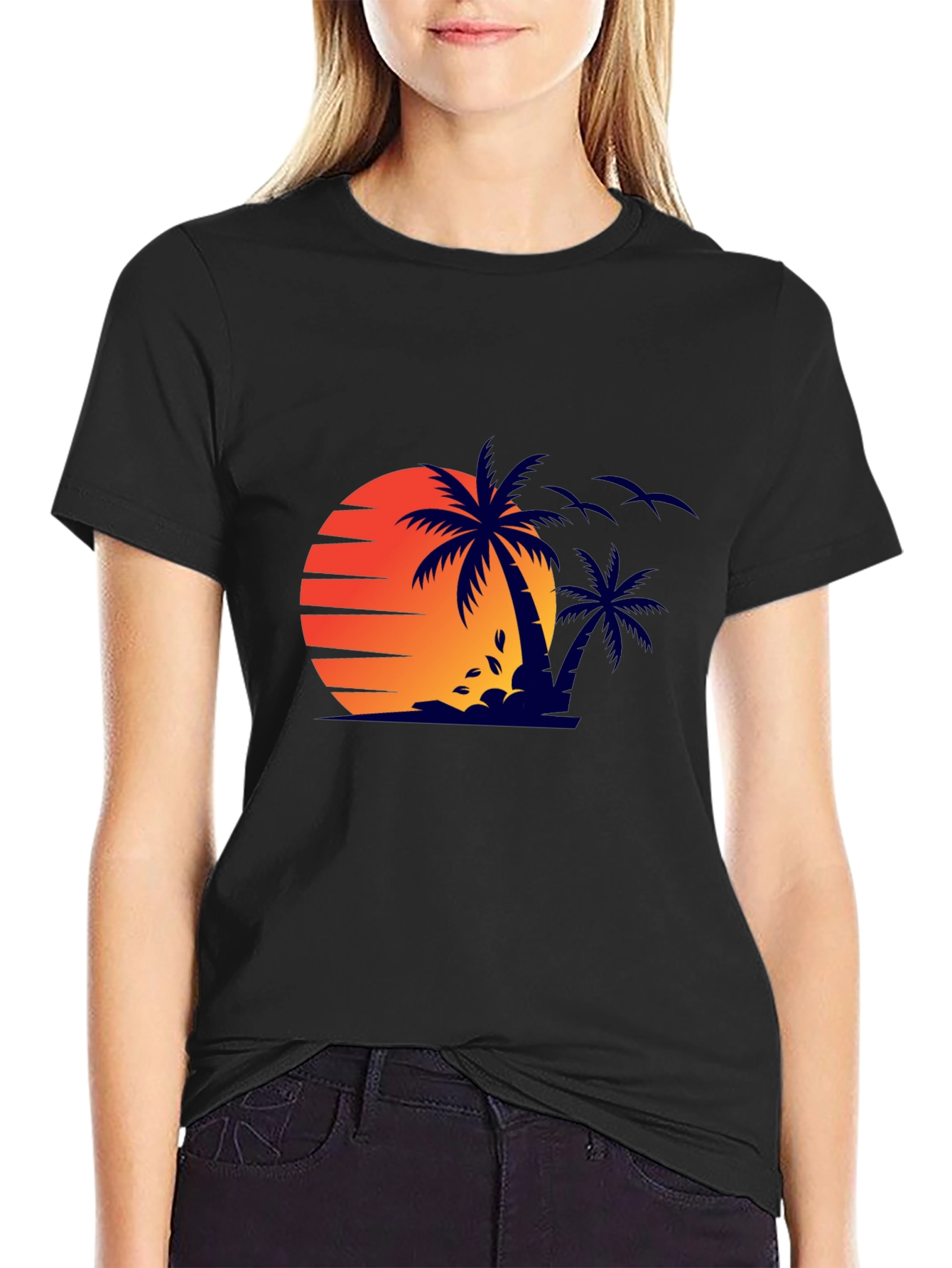Sunset Palm Tree Graphic Tee - Stylish Summer Shirt