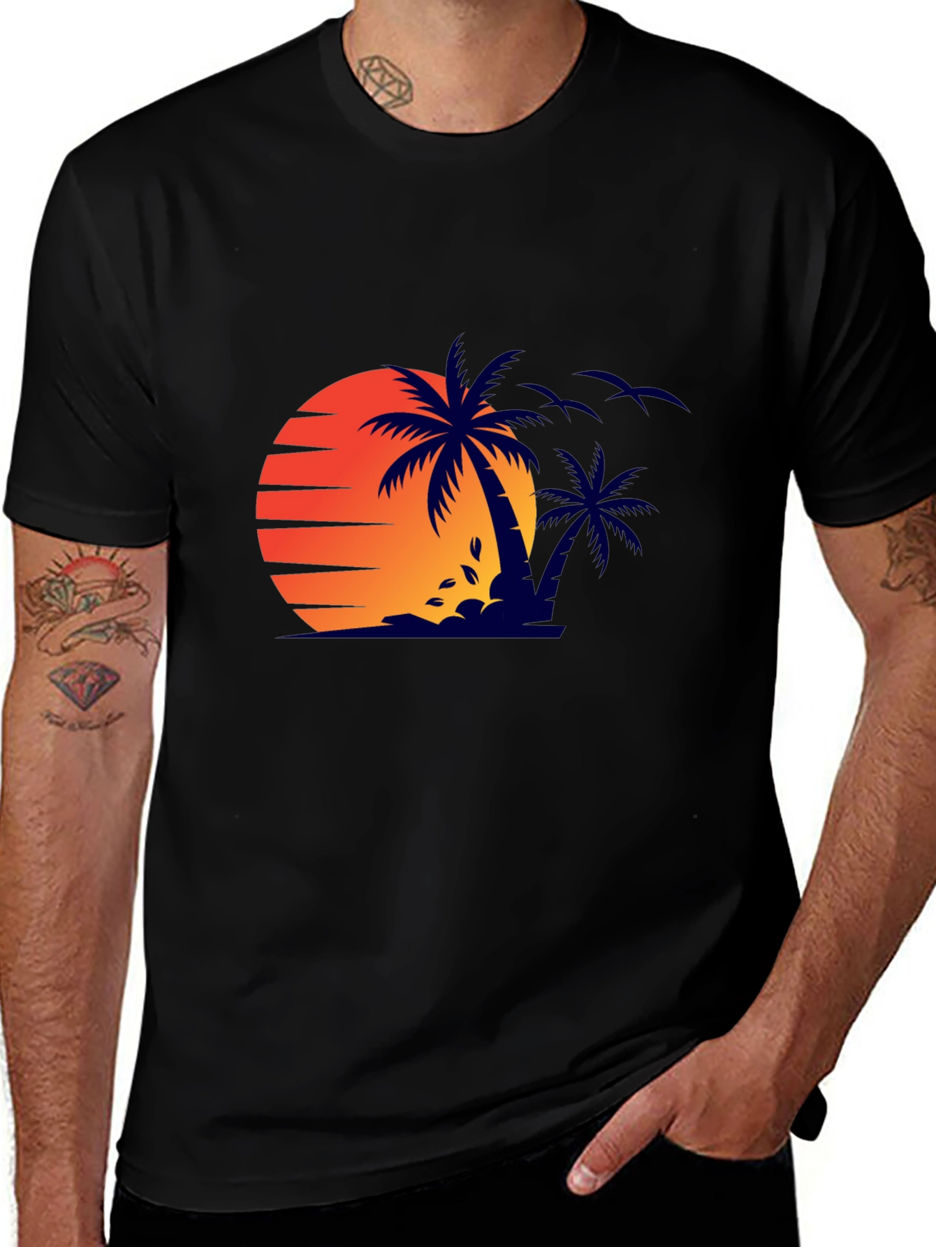 Sunset Palm Tree Graphic Tee - Stylish Summer Shirt