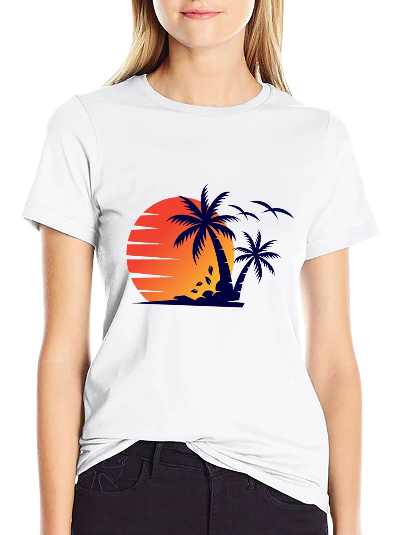 Sunset Palm Tree Graphic Tee - Stylish Summer Shirt