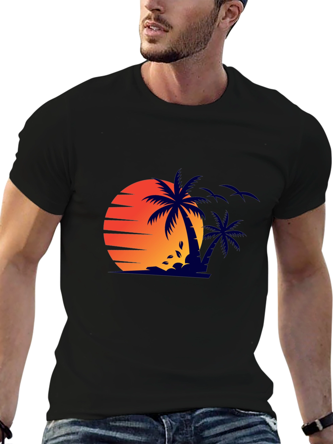 Sunset Palm Tree Graphic Tee - Stylish Summer Shirt
