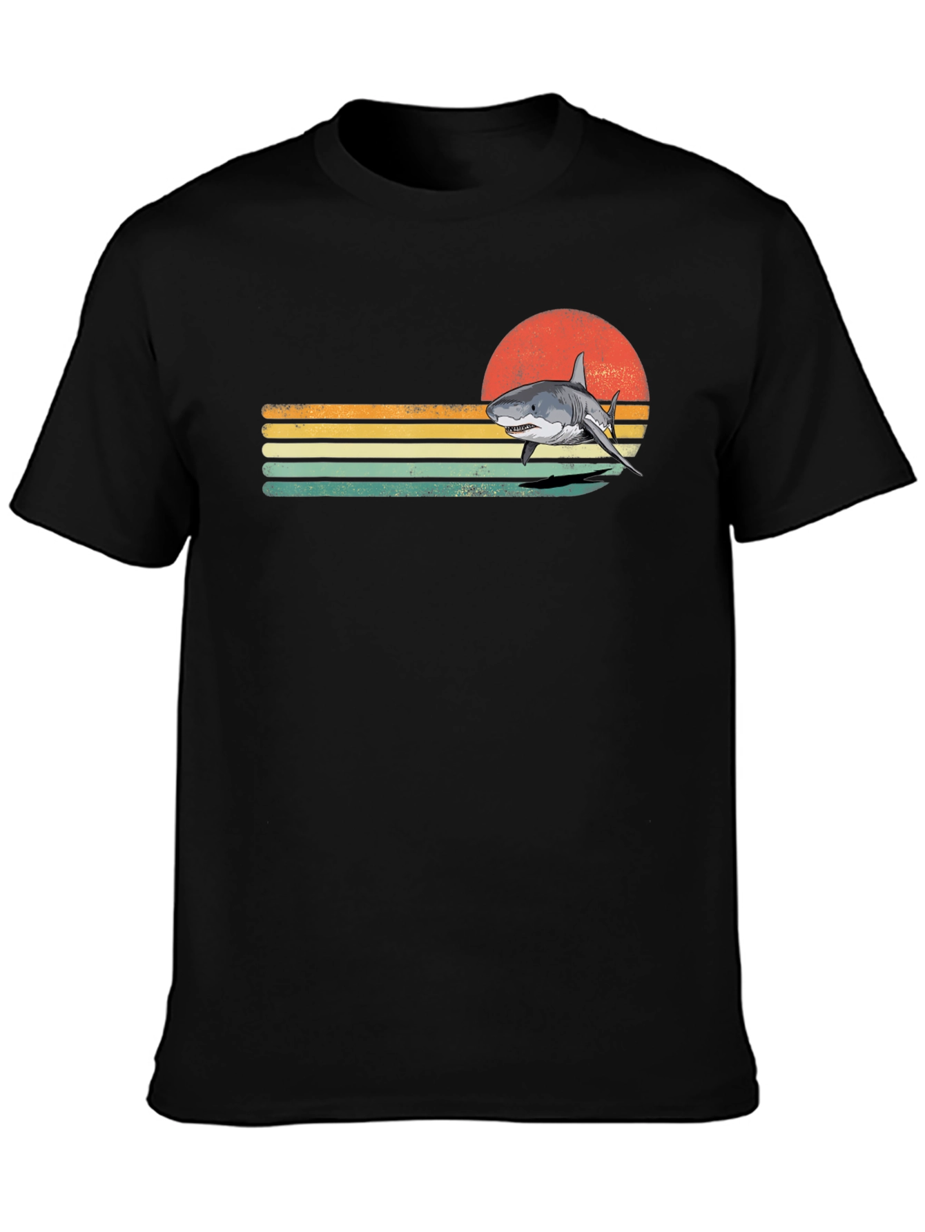 Retro Shark Graphic T-Shirt - Black