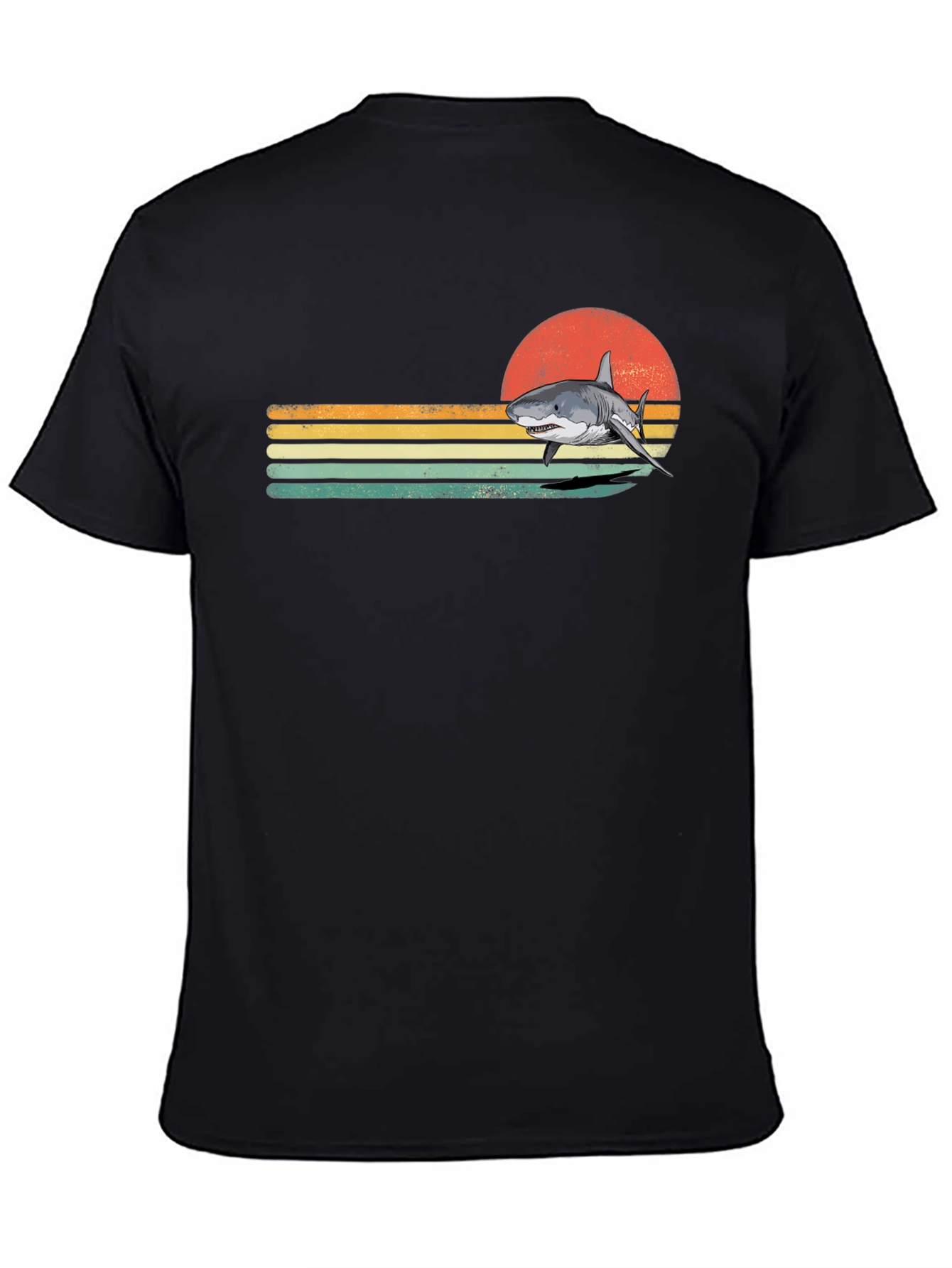 Retro Shark Graphic T-Shirt - Black