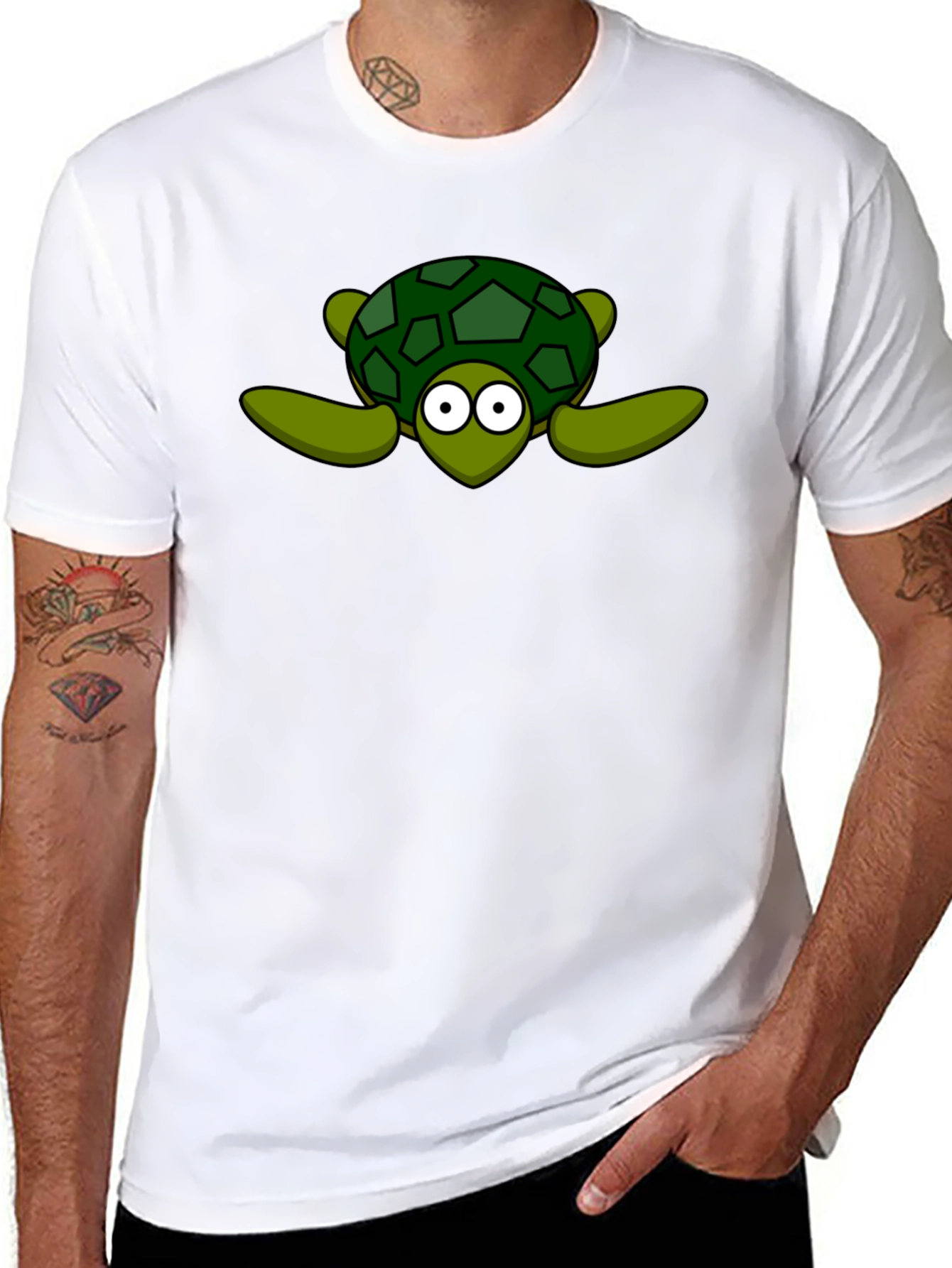 Cartoon Turtle Graphic Black T-Shirt