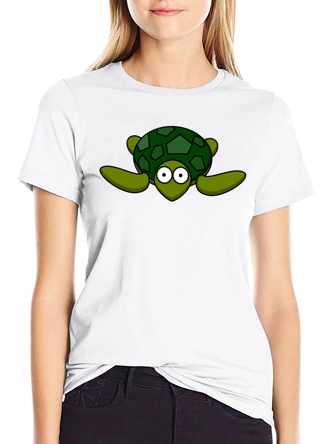 Cartoon Turtle Graphic Black T-Shirt
