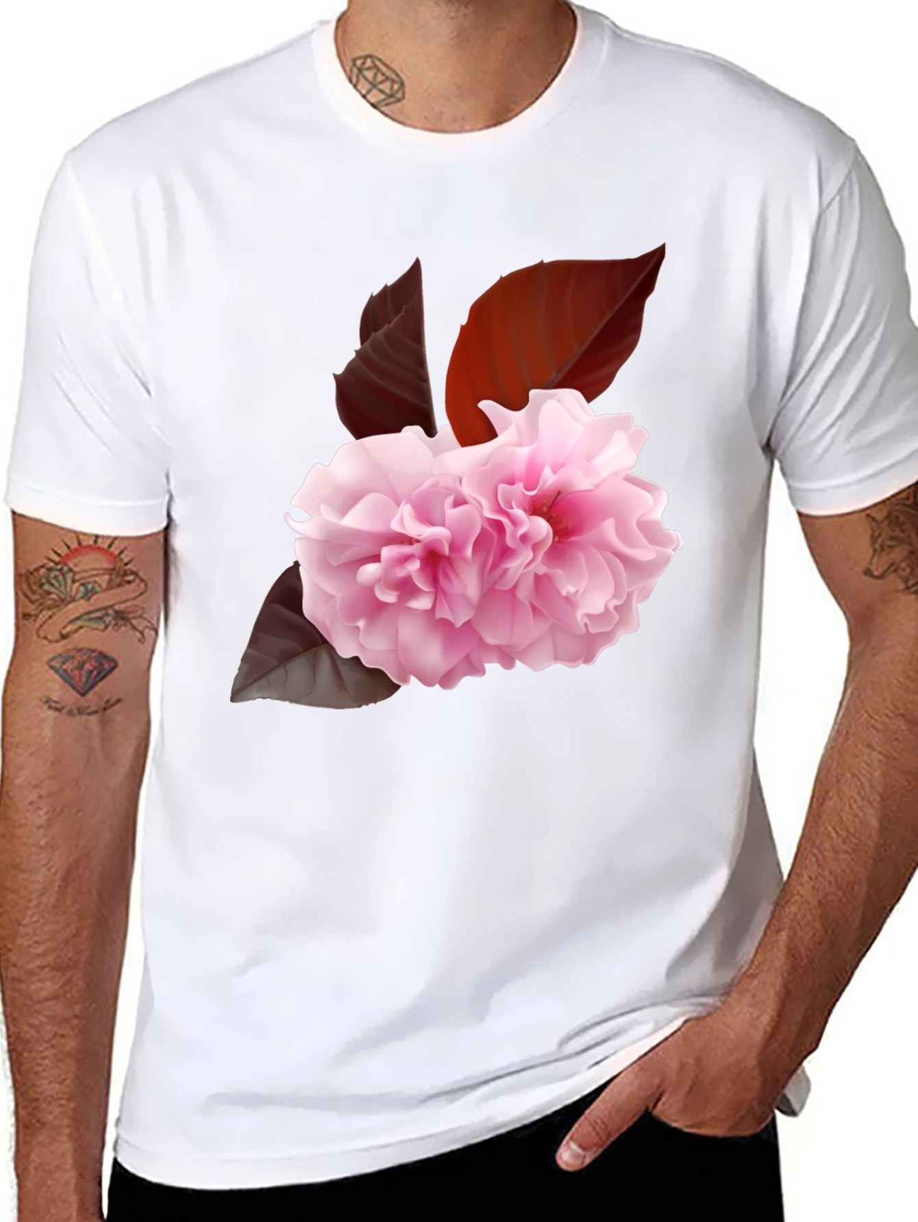 Floral Print Tee - Elegant Sakura Blossom Design