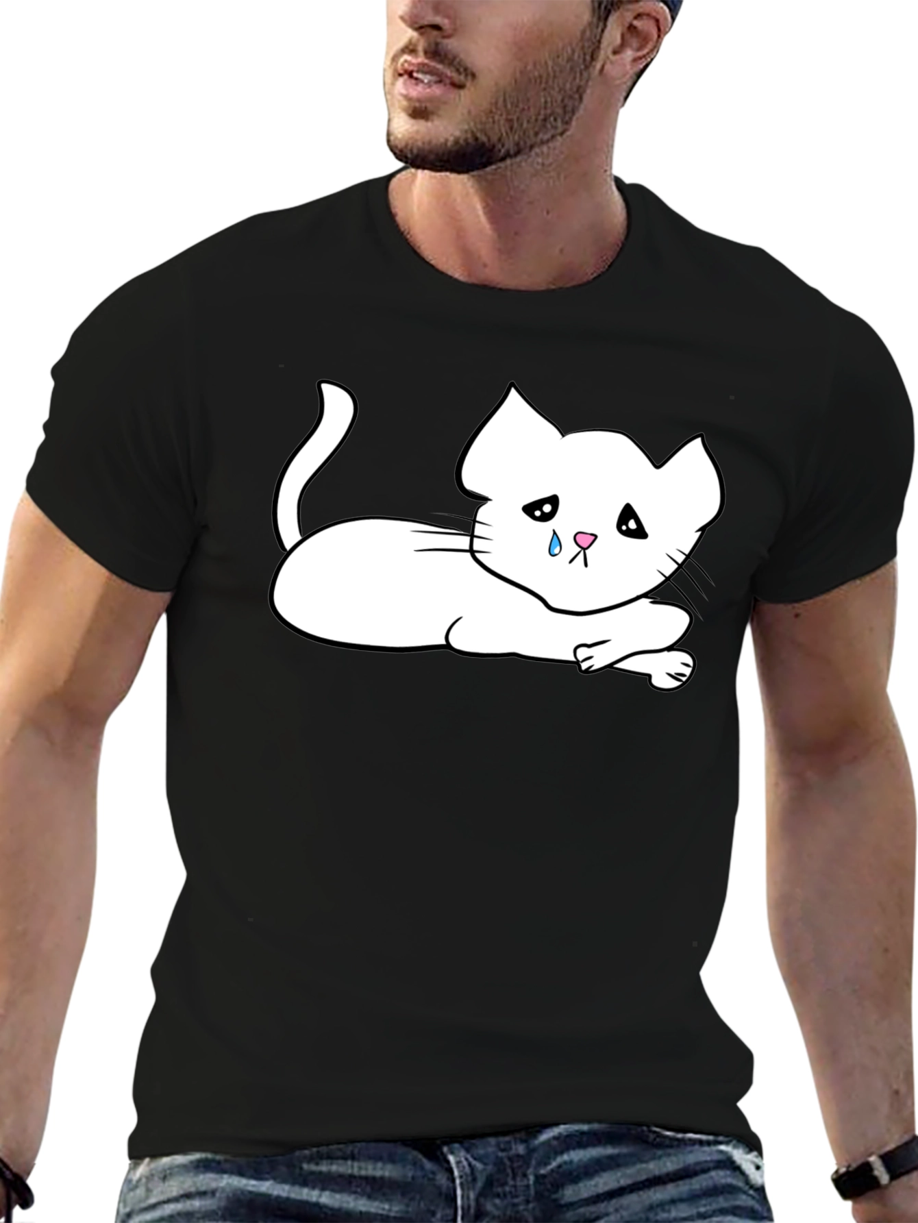 Sad Kitten T-Shirt - Mens Black Tee