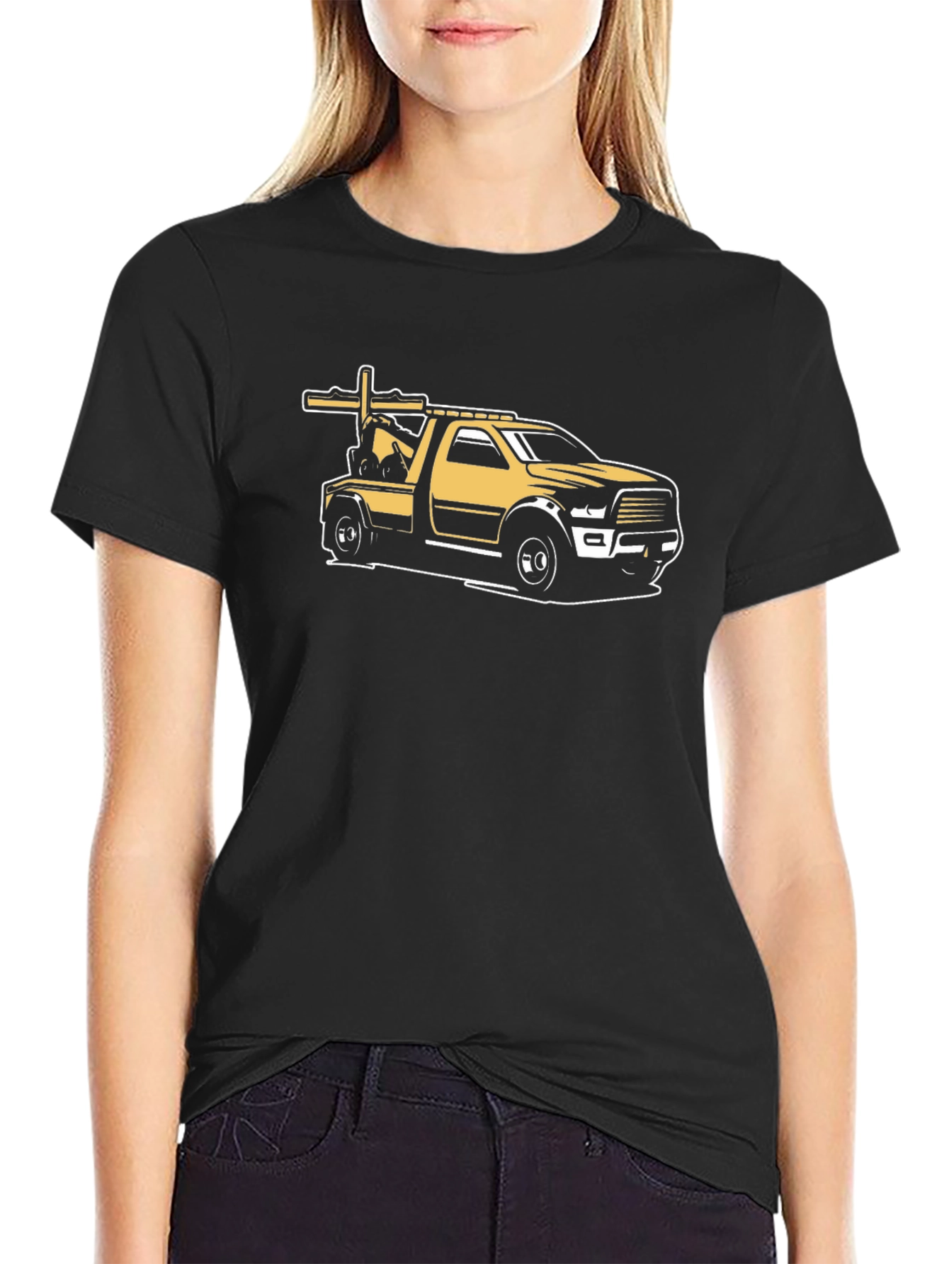 Tow Truck Graphic Tee - Black Cotton Comfort