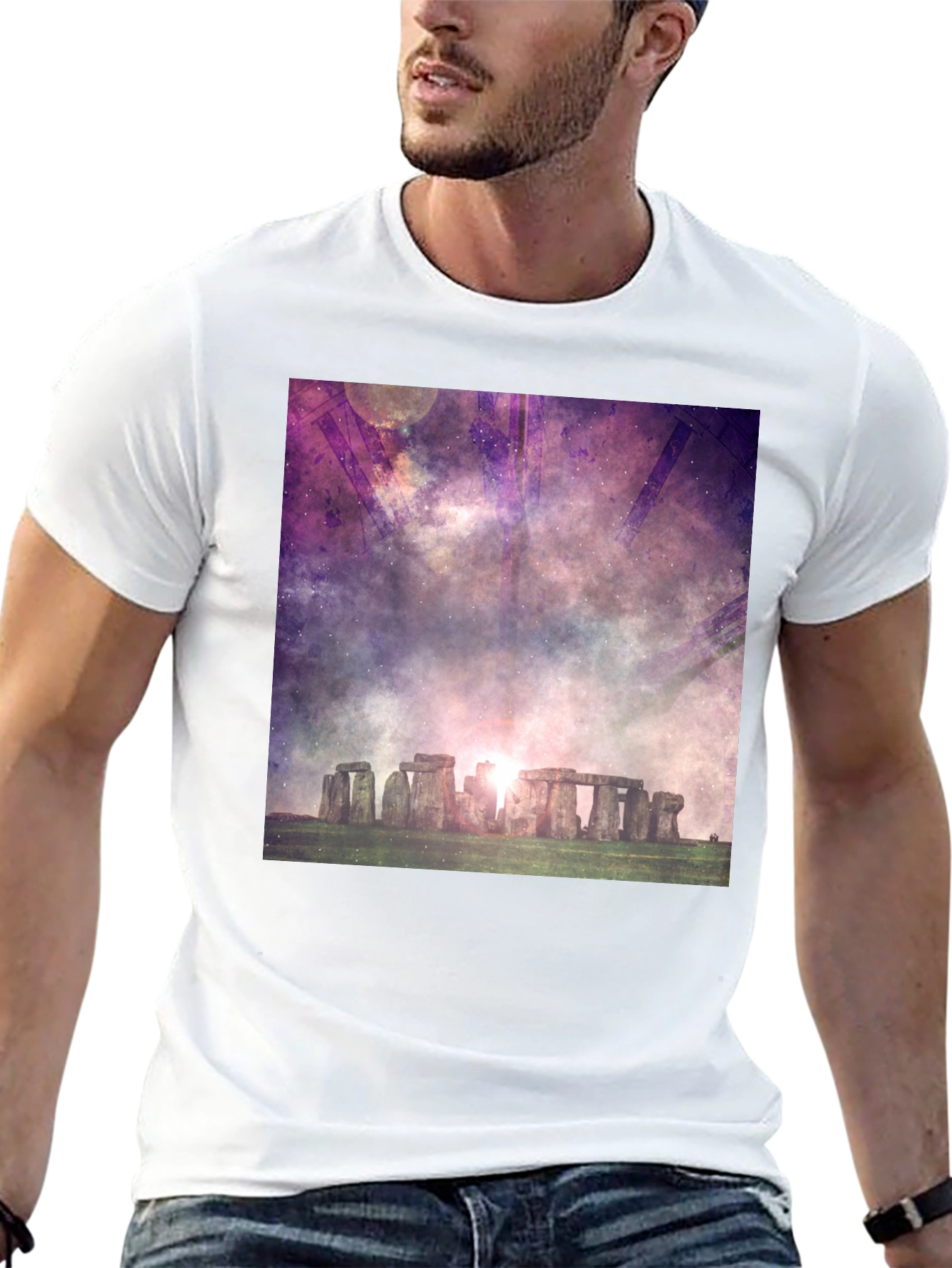 Stonehenge Galaxy Graphic Black T-Shirt