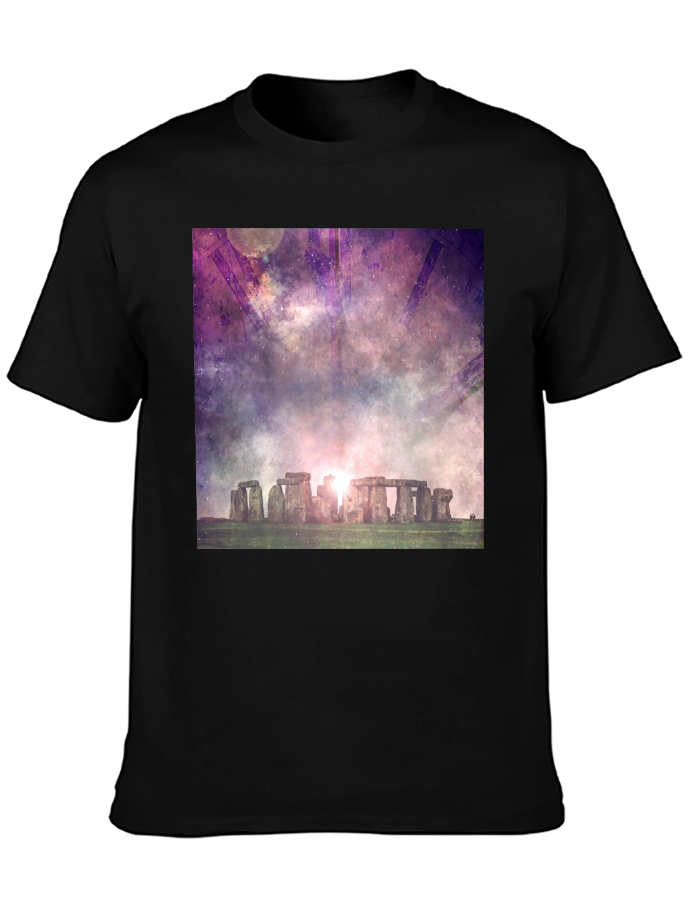 Stonehenge Galaxy Graphic Black T-Shirt