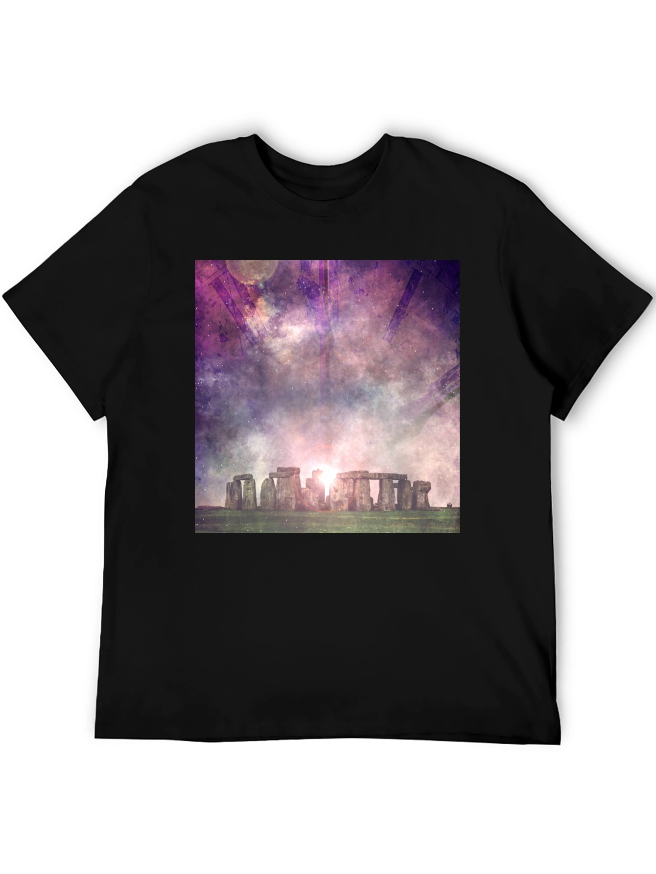 Stonehenge Galaxy Graphic Black T-Shirt
