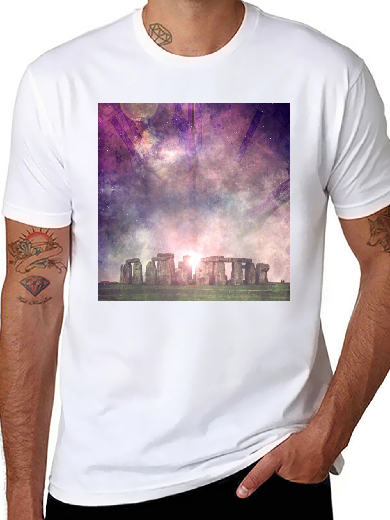 Stonehenge Galaxy Graphic Black T-Shirt