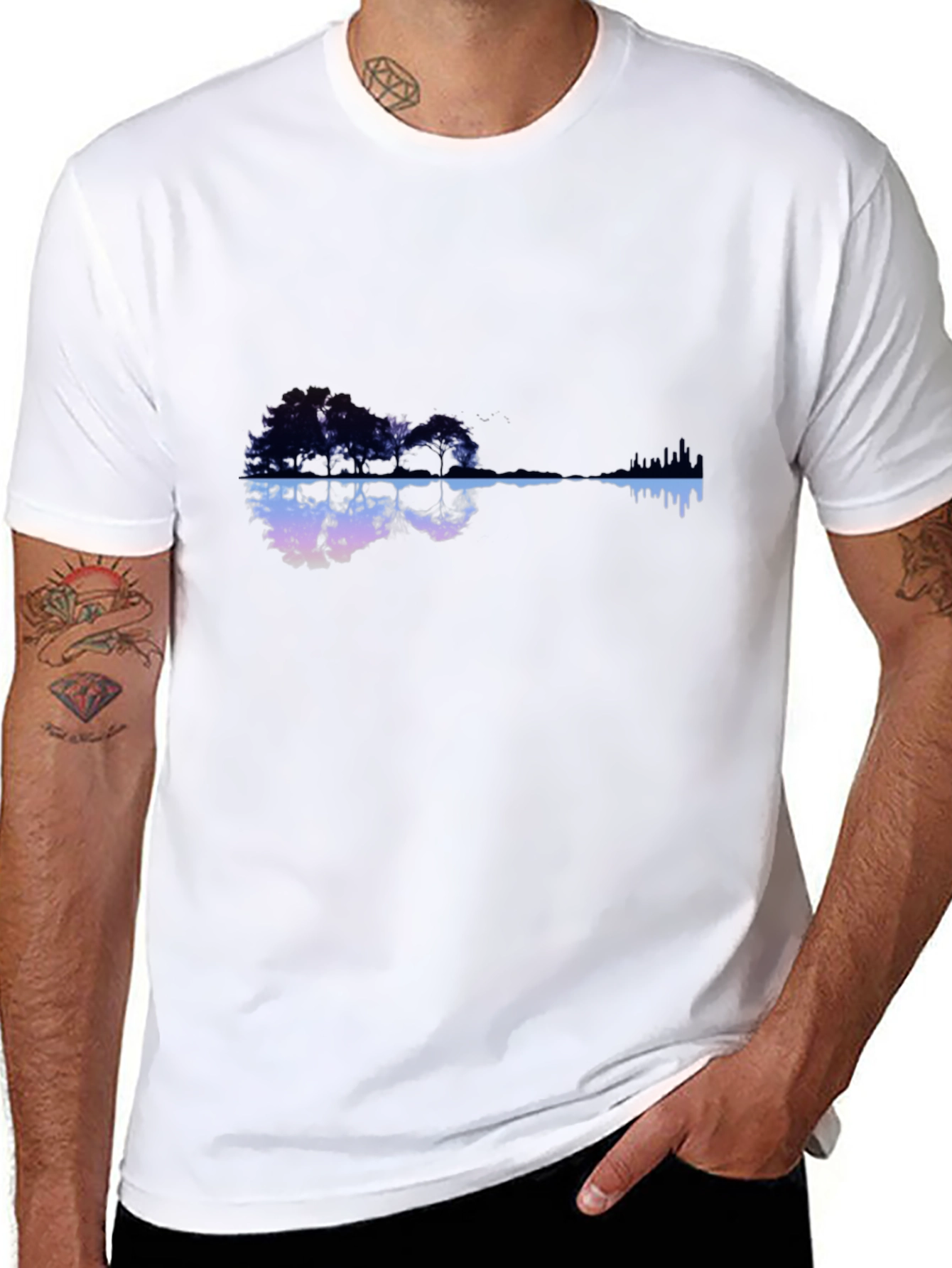 Nature Guitar Graphic Black T-Shirt