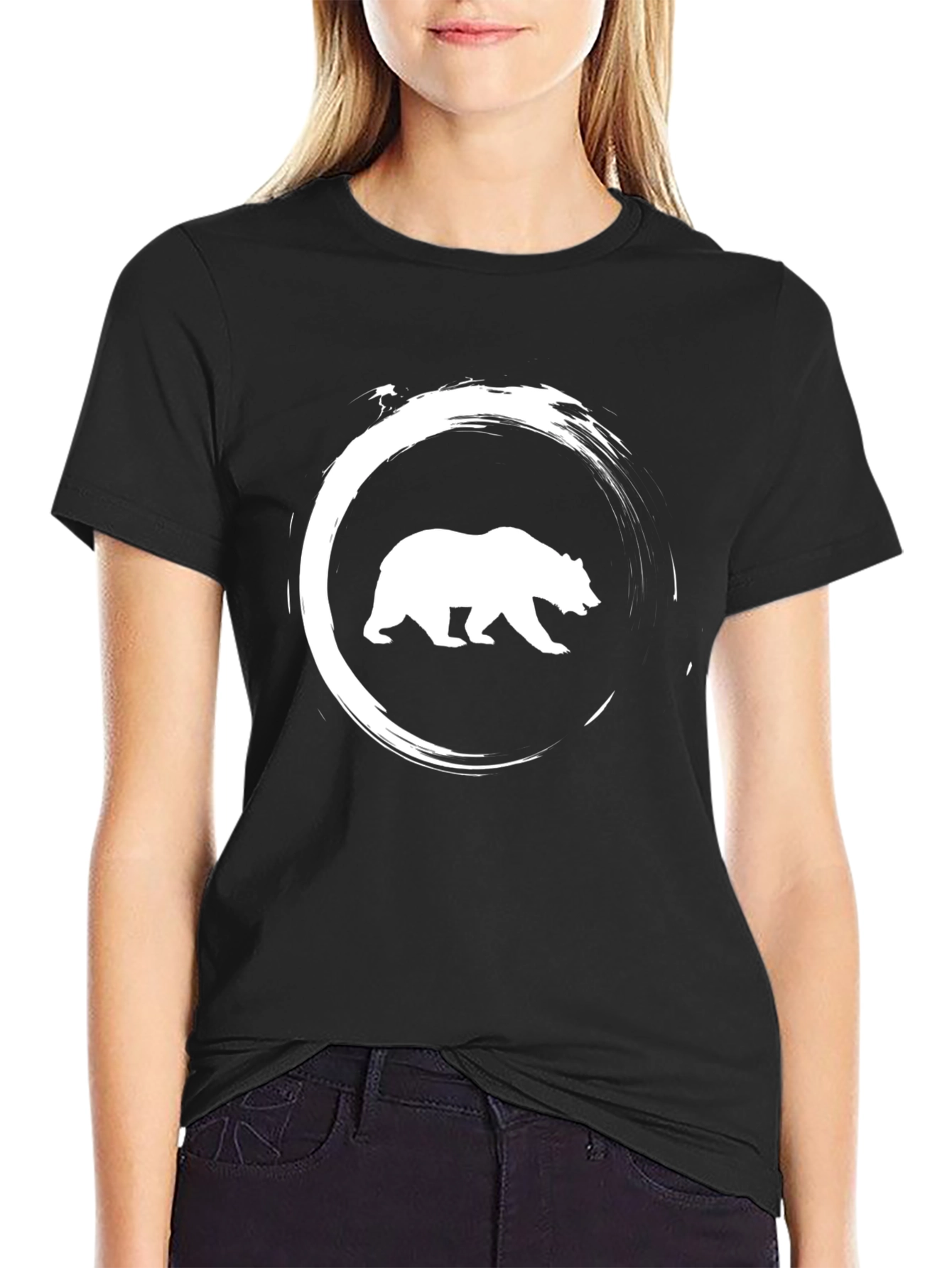 Bear Circle Graphic Tee - Casual Style