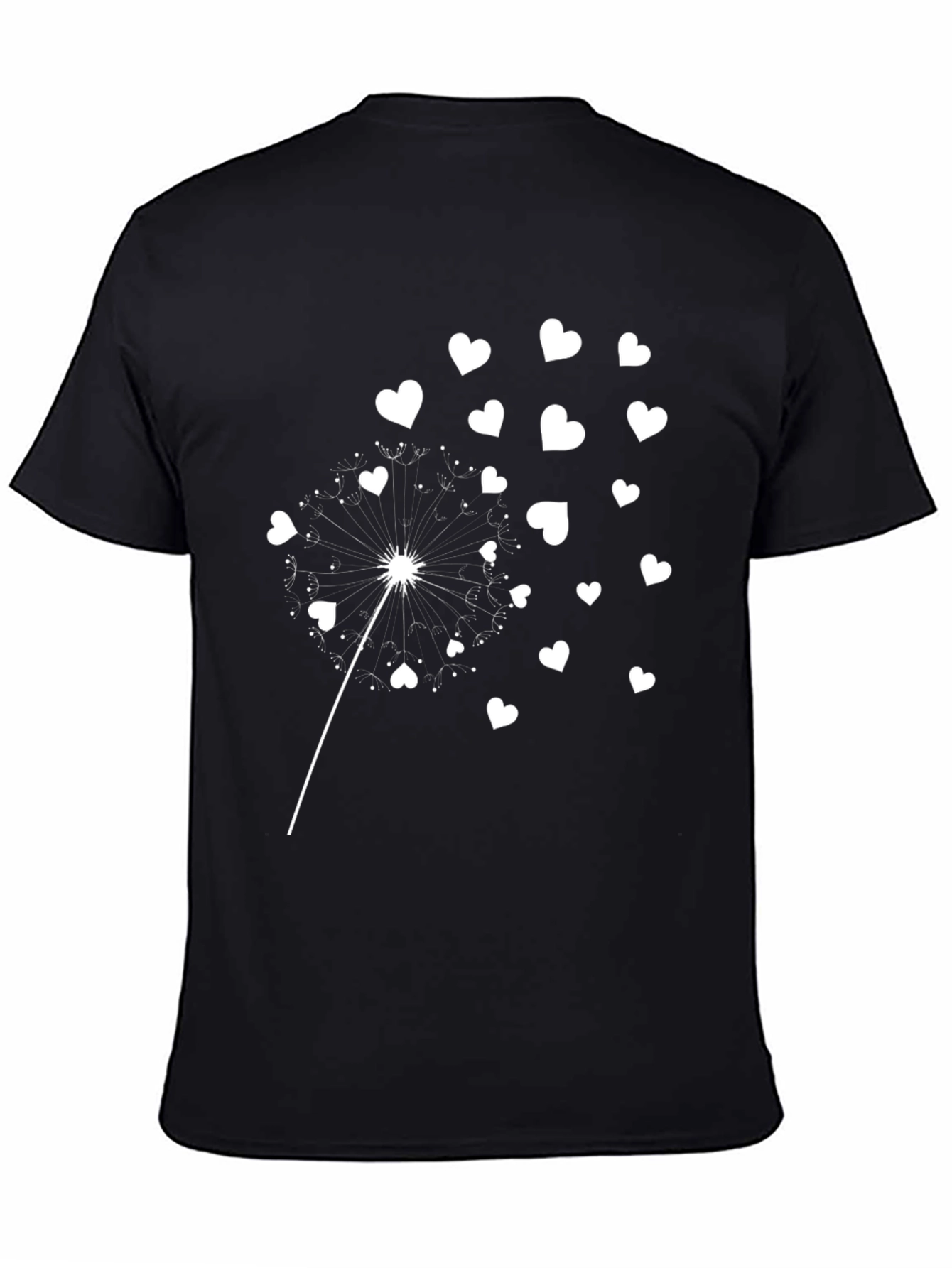 Heart Dandelion Graphic Tee - Stylish Black T-Shirt