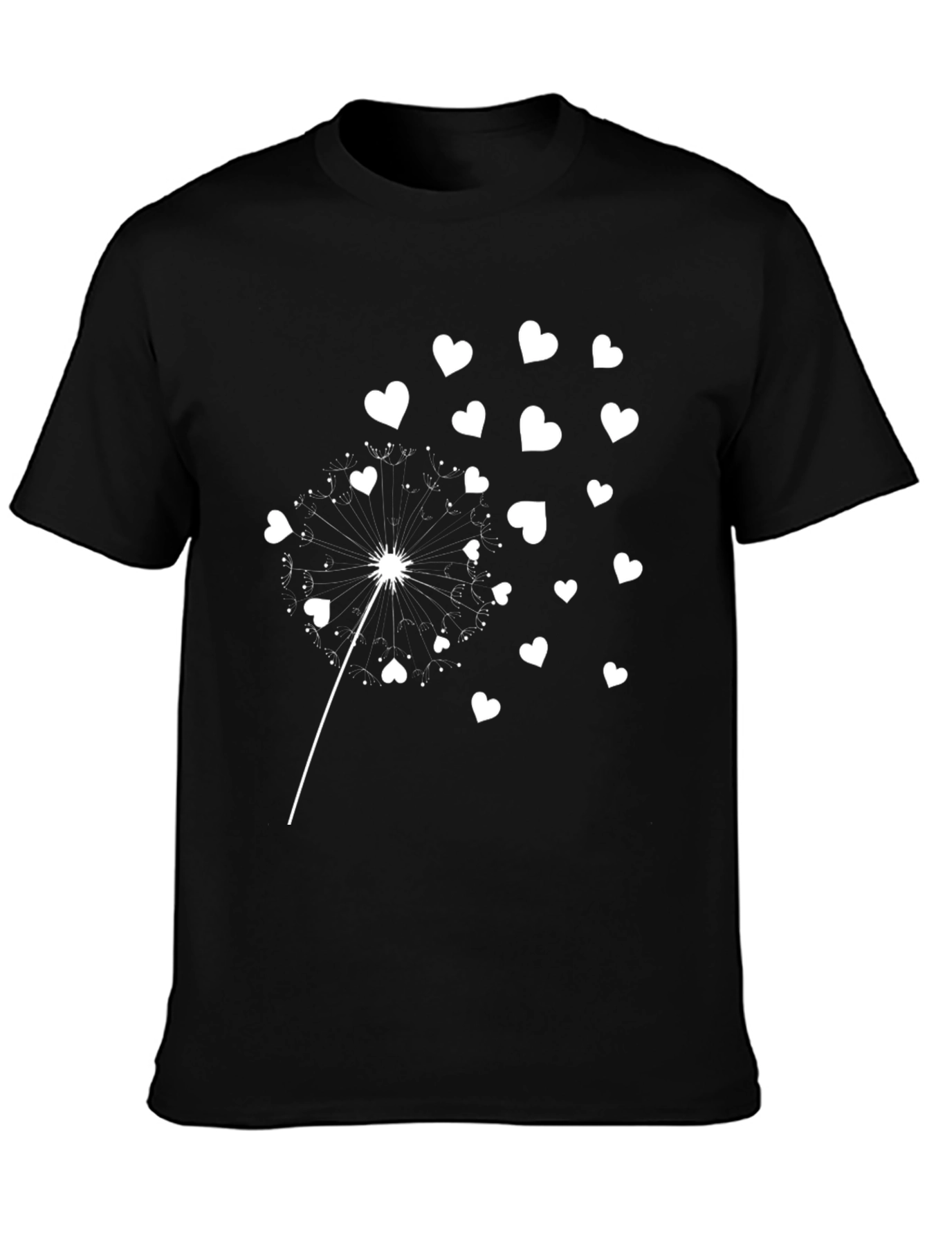 Heart Dandelion Graphic Tee - Stylish Black T-Shirt
