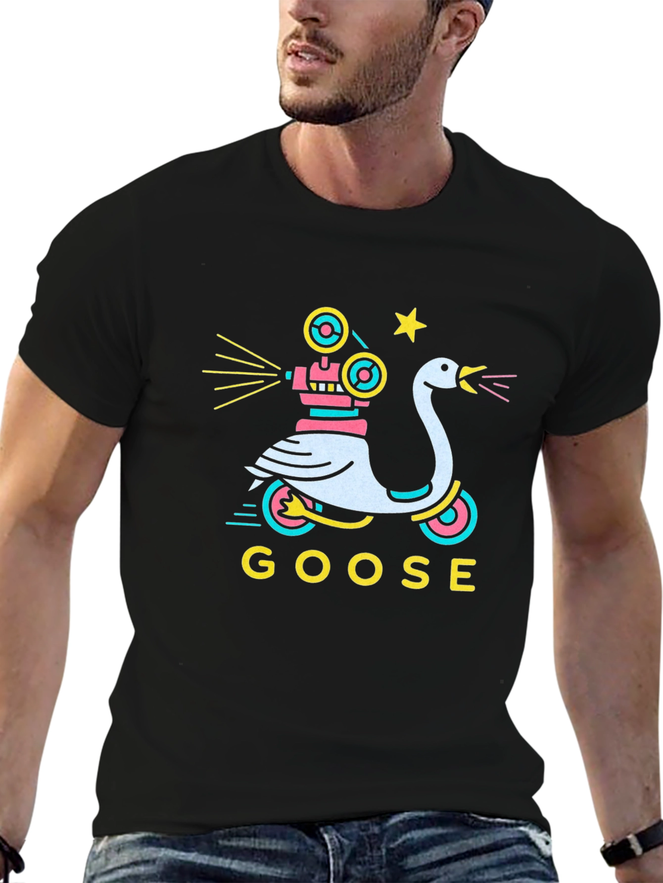 Goose Movie Camera Black Graphic Tee
