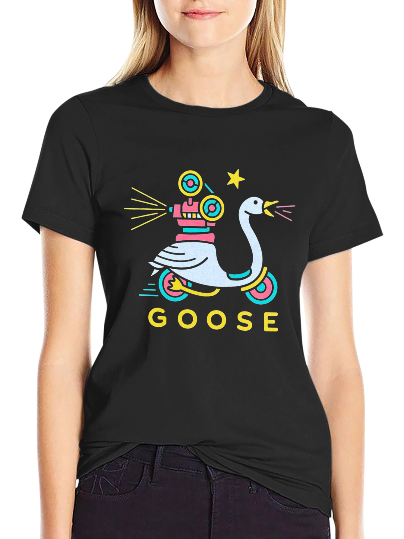 Goose Movie Camera Black Graphic Tee