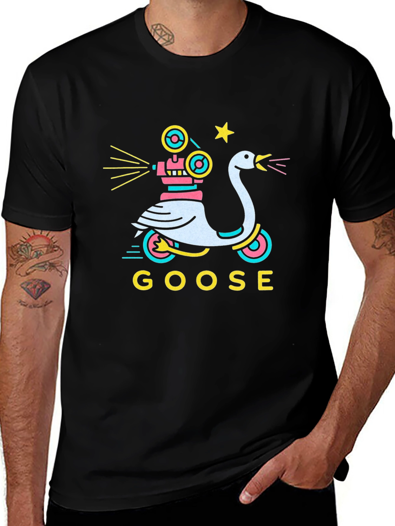 Goose Movie Camera Black Graphic Tee