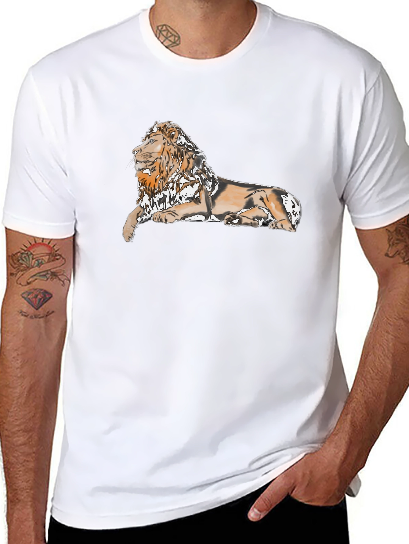 Lion Graphic Print Black T-Shirt