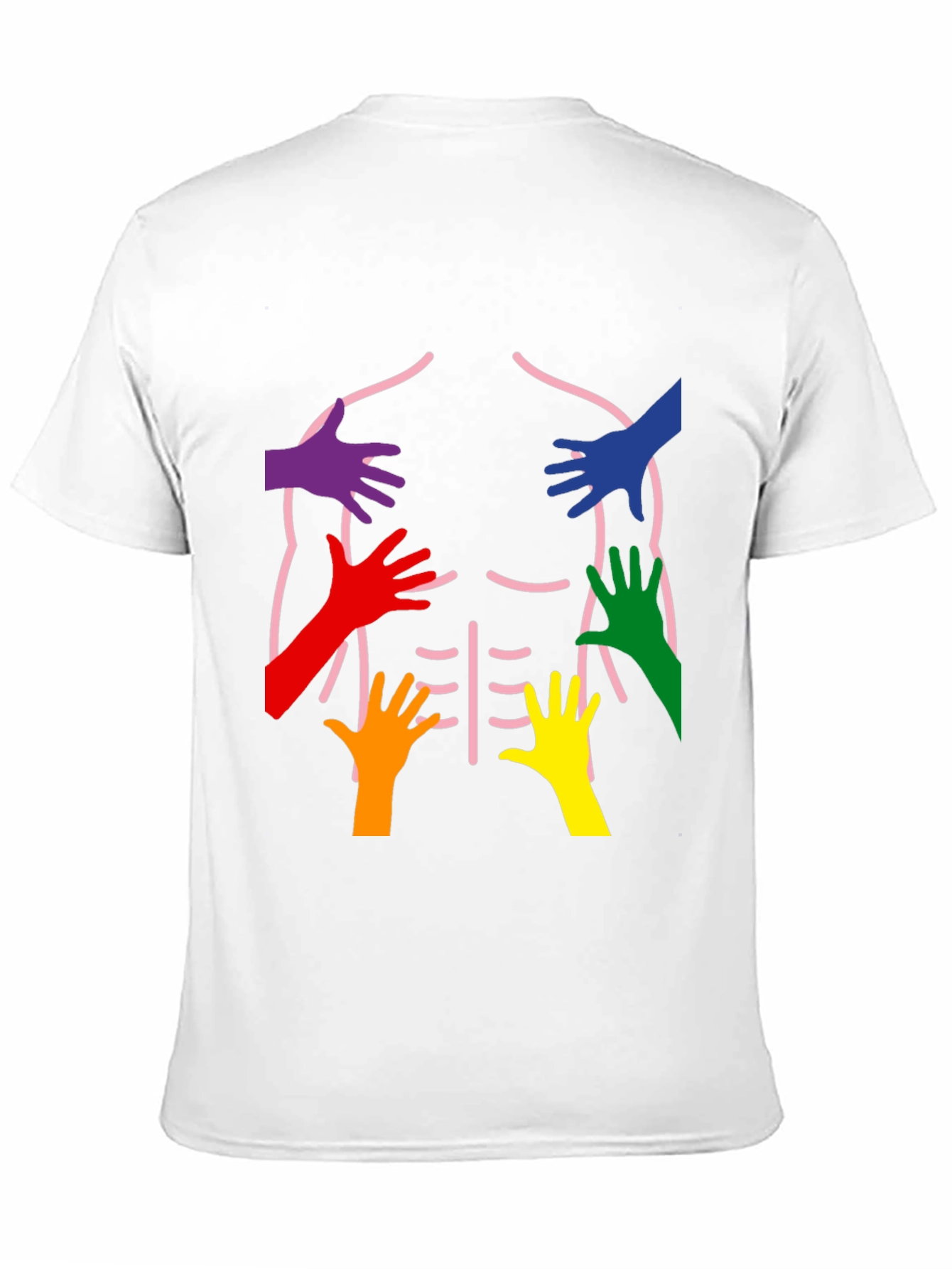 Rainbow Hands Body Outline T-Shirt