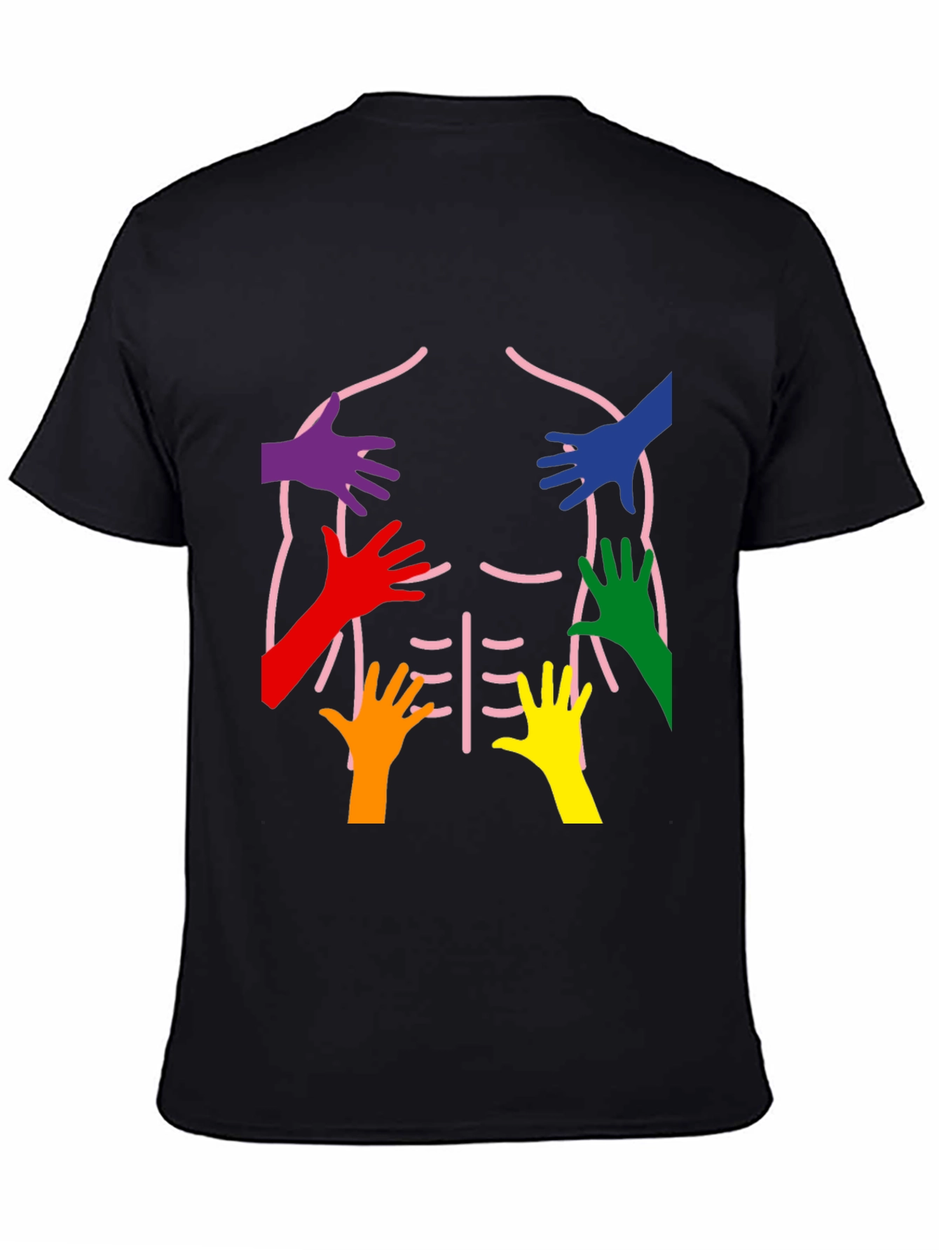 Rainbow Hands Body Outline T-Shirt