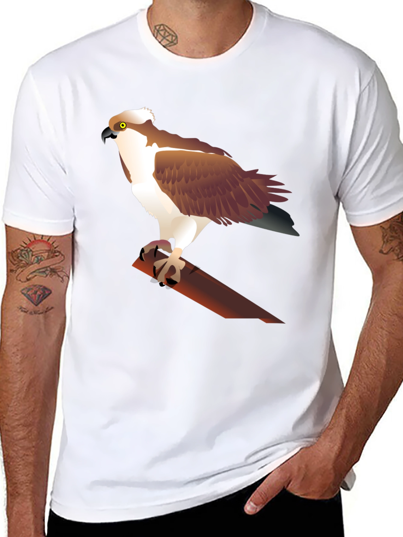 Osprey Bird Graphic Print Black T-Shirt
