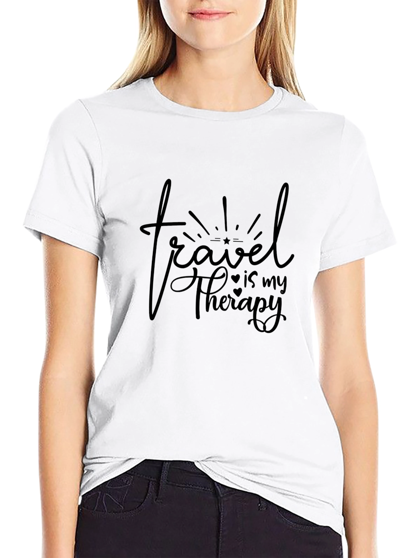 Travel is My Therapy Black Graphic Tee