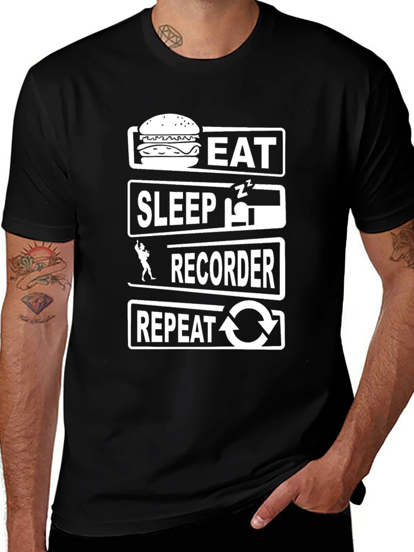 Eat Sleep Recorder Repeat T-Shirt