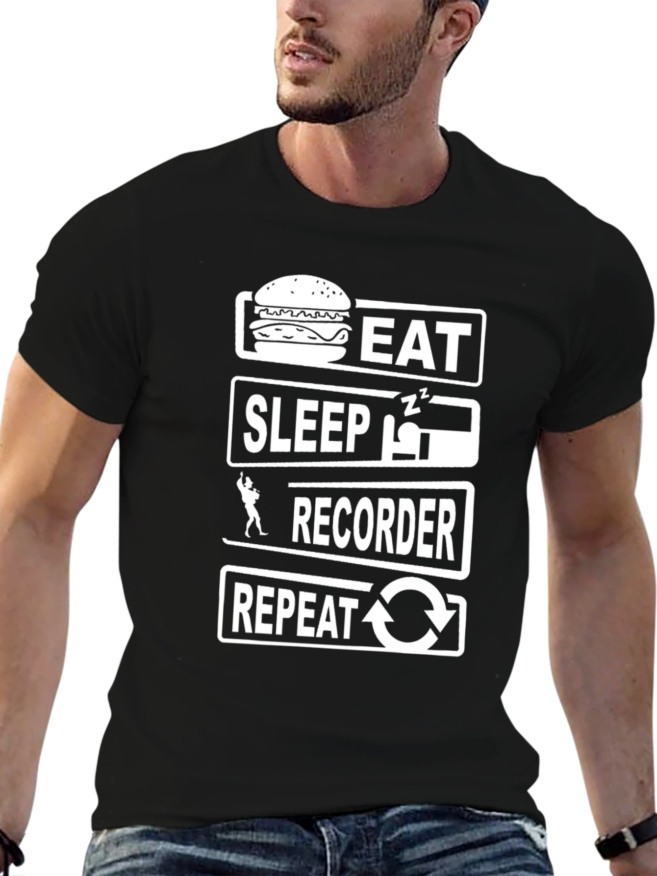 Eat Sleep Recorder Repeat T-Shirt