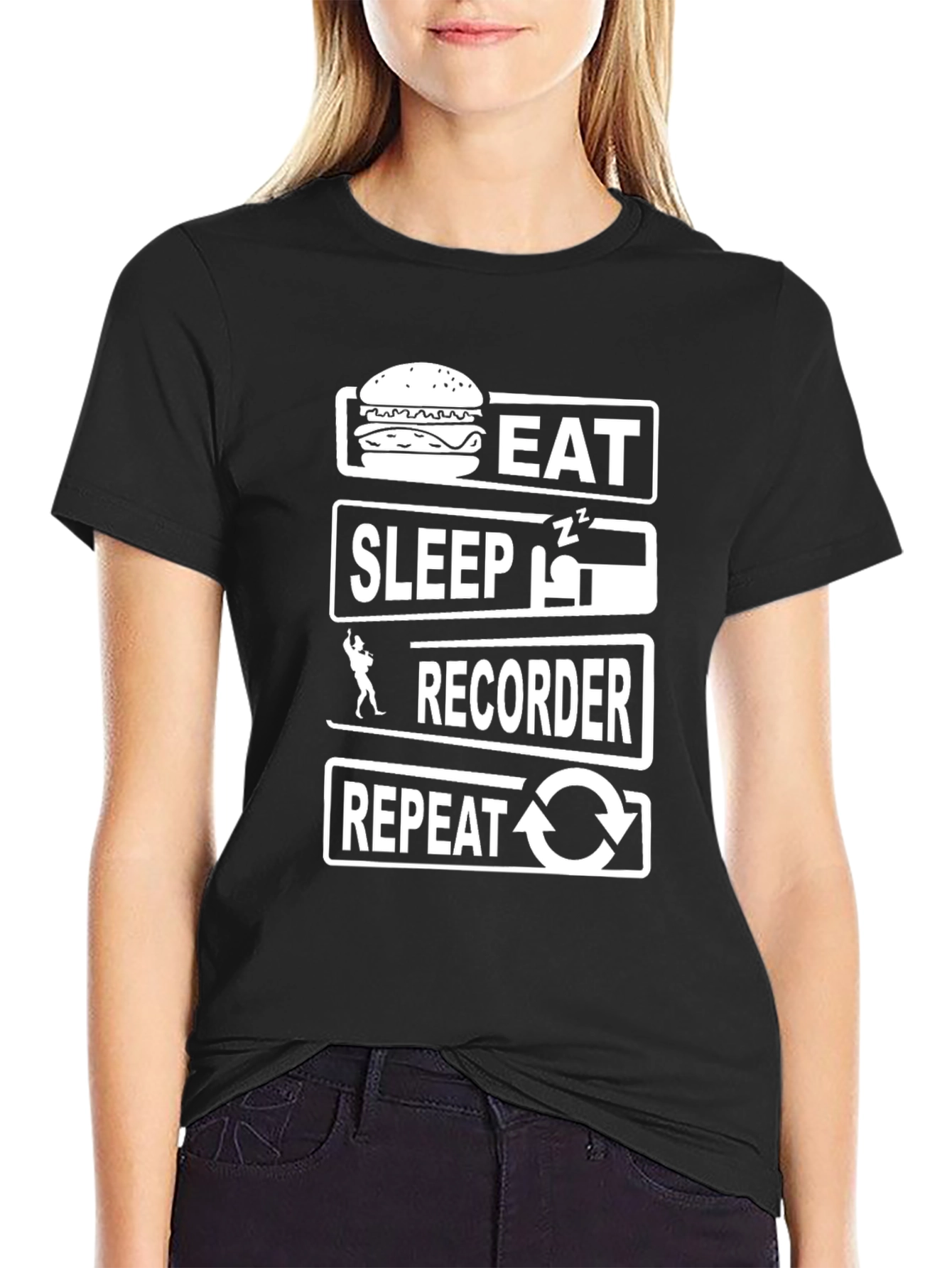 Eat Sleep Recorder Repeat T-Shirt