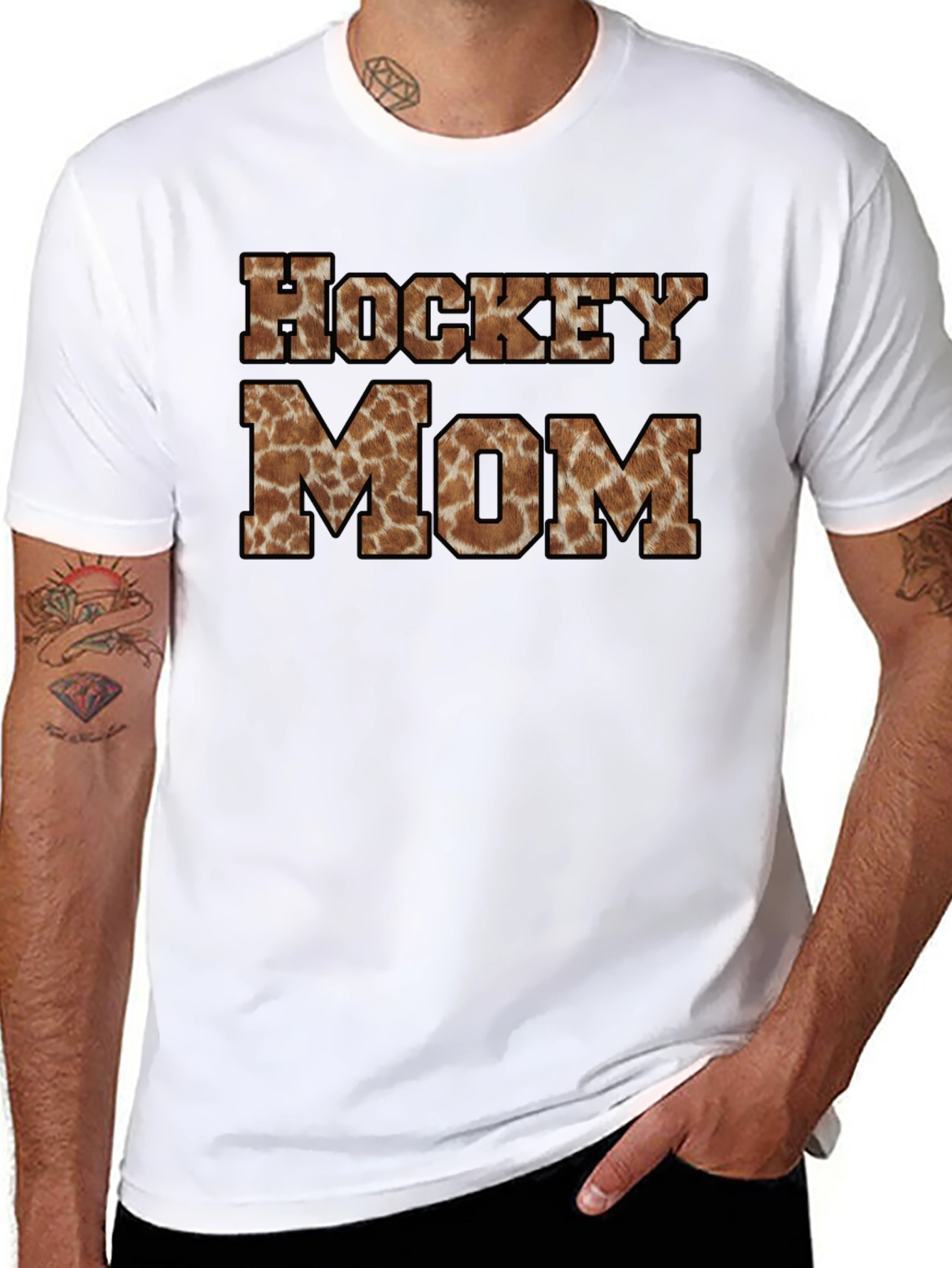Hockey Mom Giraffe Print Graphic T-Shirt