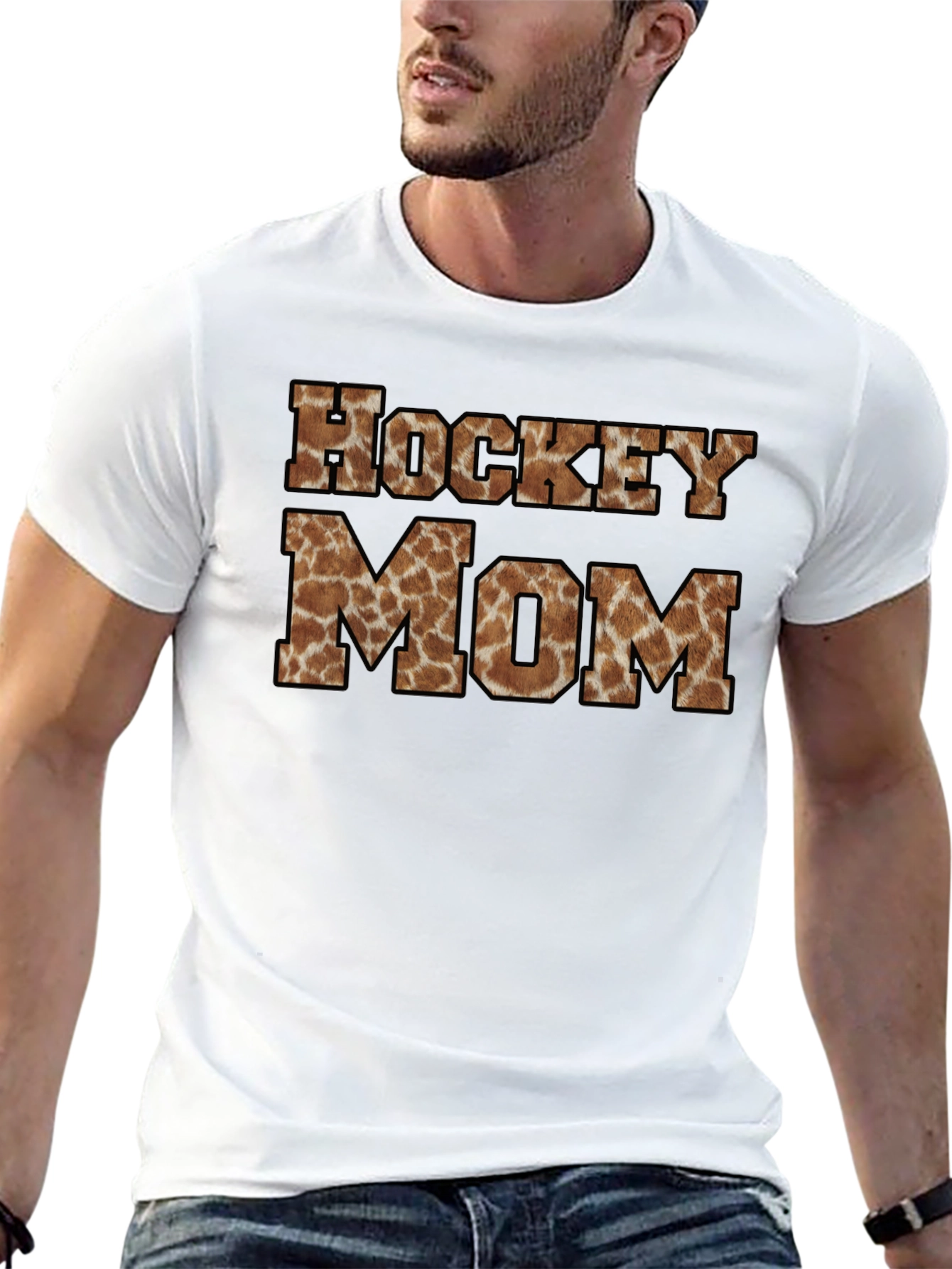 Hockey Mom Giraffe Print Graphic T-Shirt