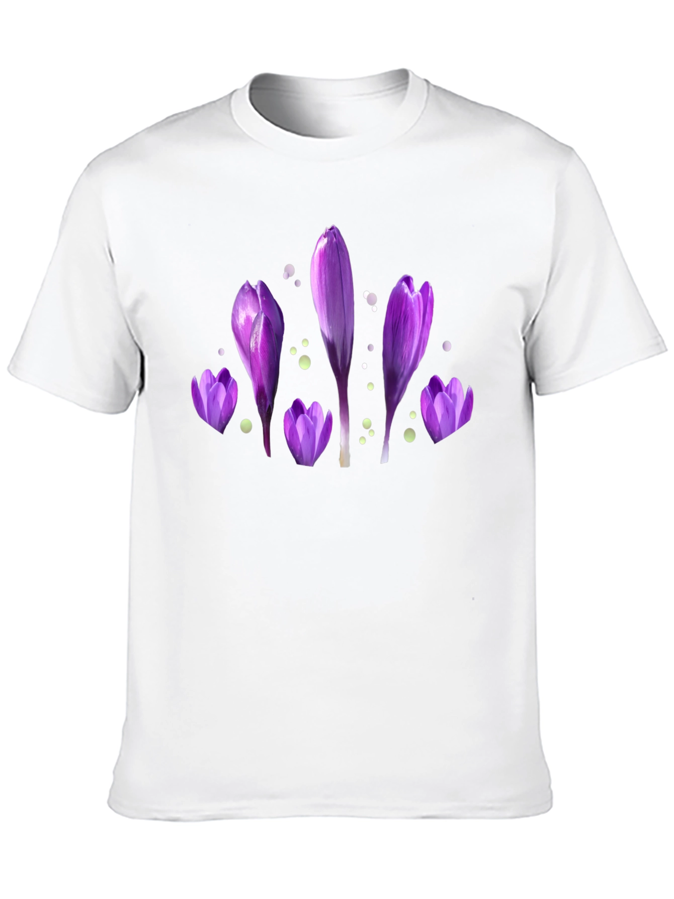 Purple Flower Print Black T-Shirt