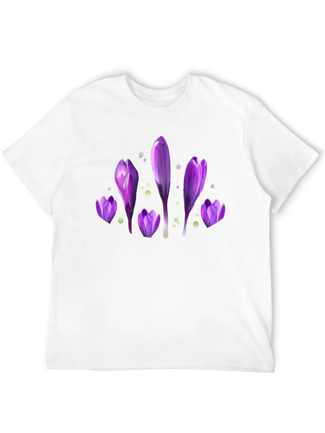 Purple Flower Print Black T-Shirt