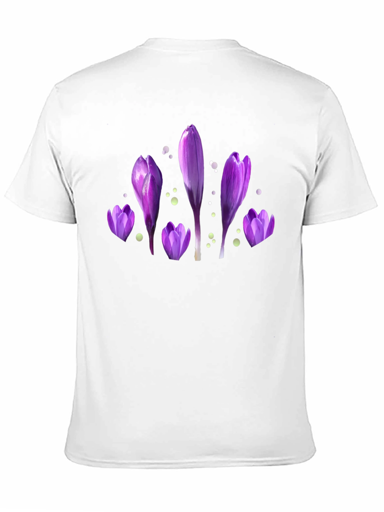 Purple Flower Print Black T-Shirt