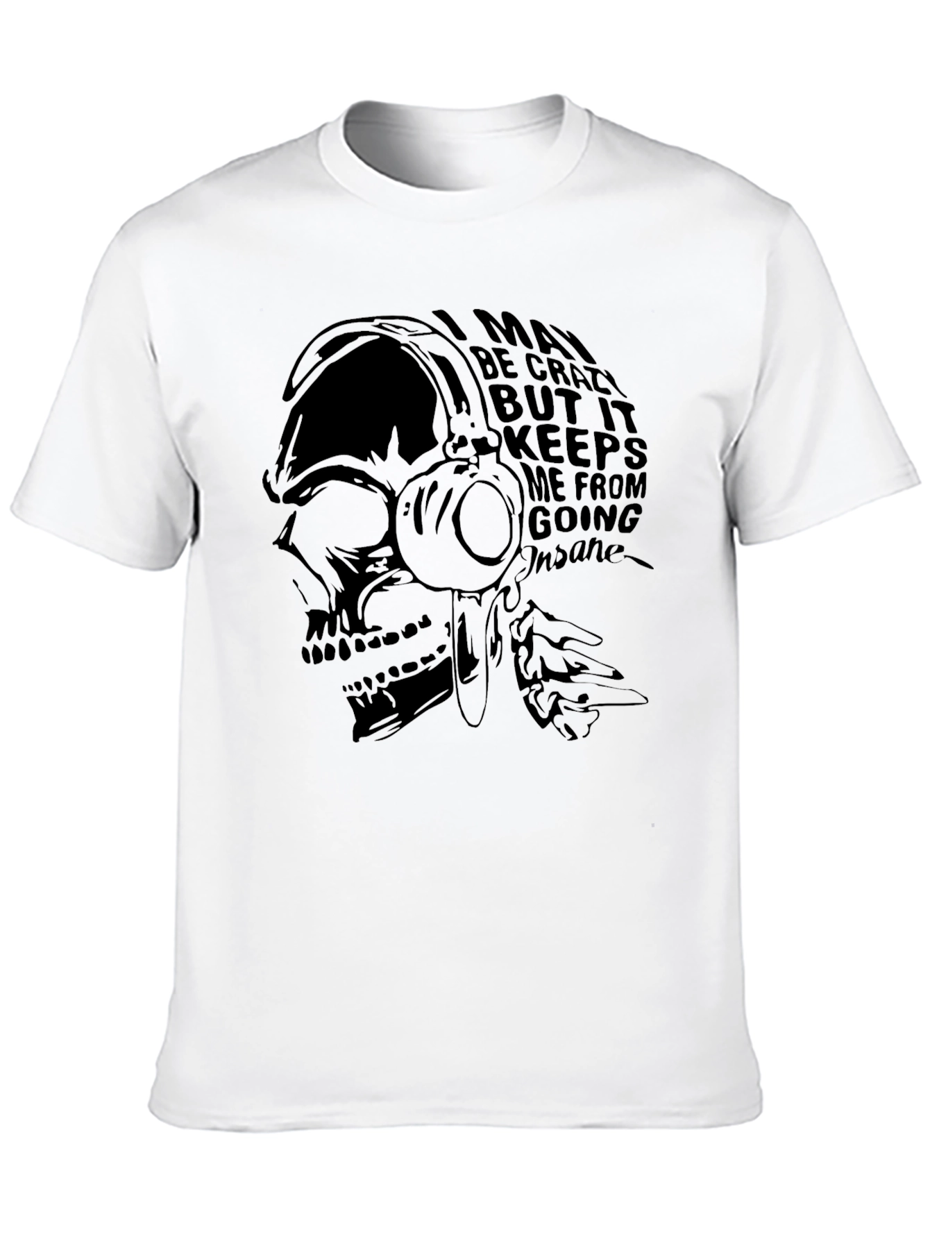 Skull Headphones Graphic Tee - Crazy But Sane