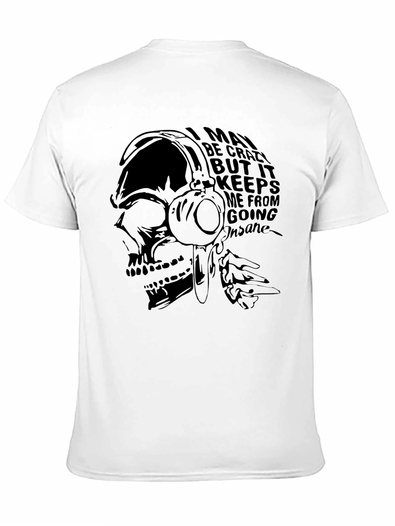 Skull Headphones Graphic Tee - Crazy But Sane