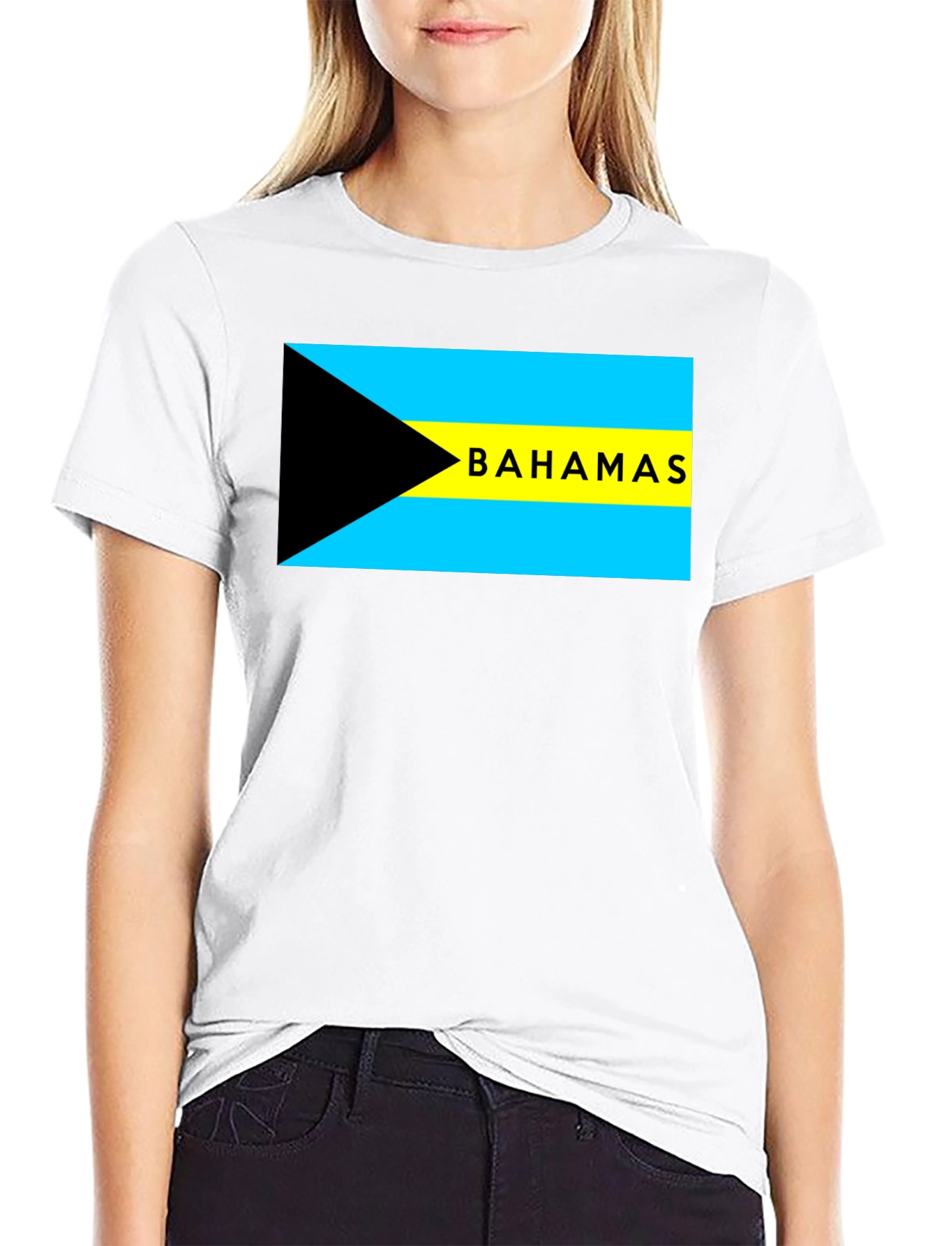 Bahamas Flag Graphic T-Shirt - Black