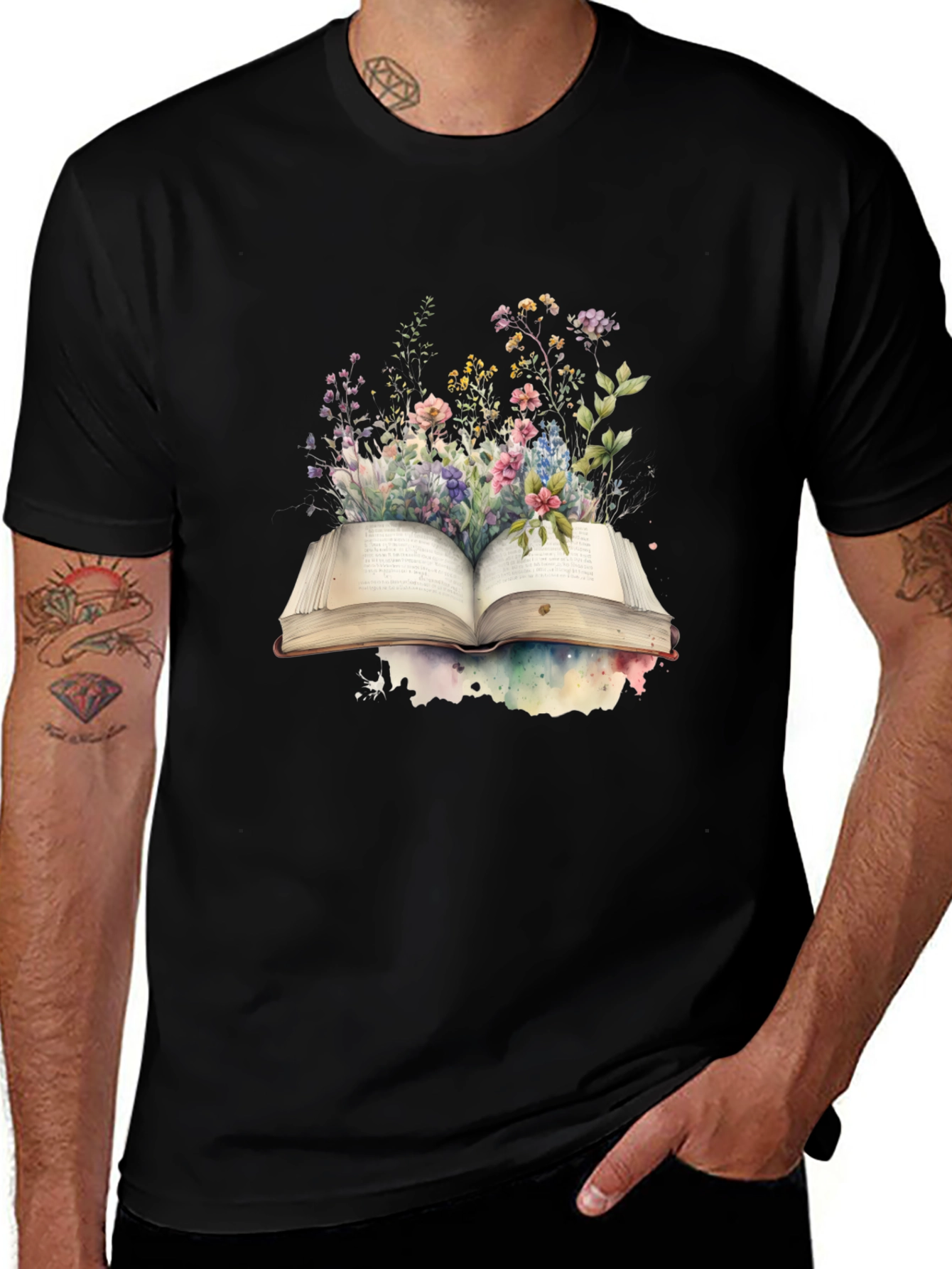 Book & Flowers Graphic Tee