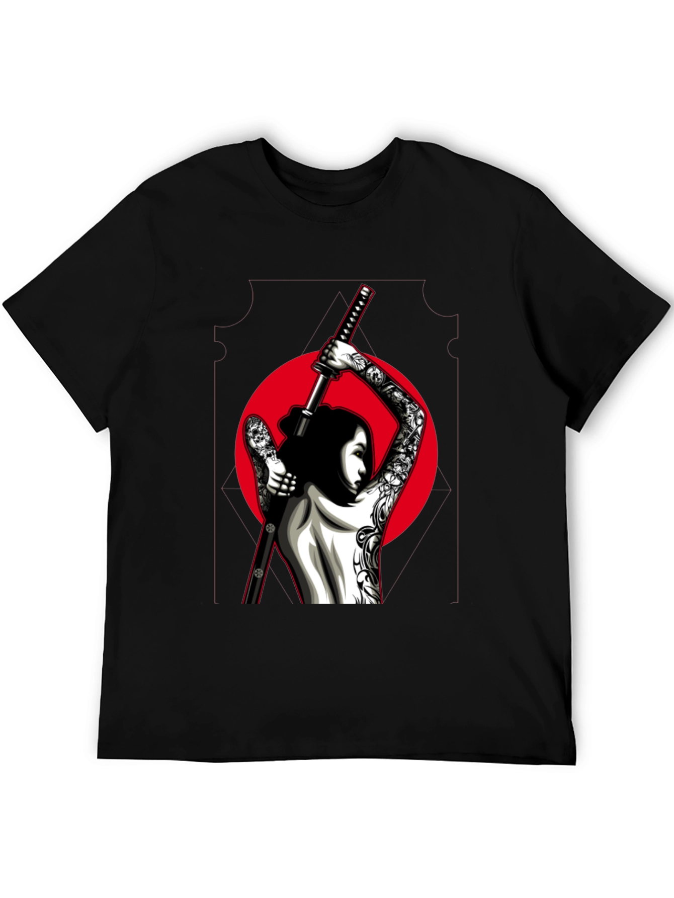 Samurai Tattoo Graphic Tee - Black