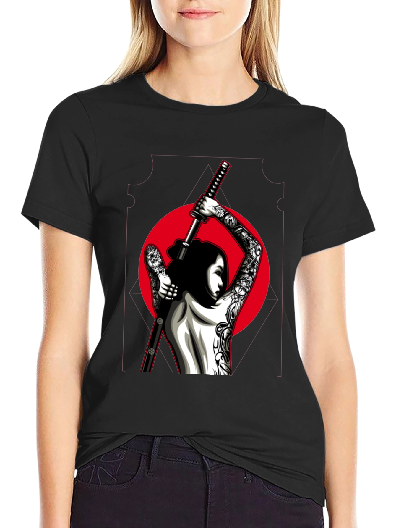 Samurai Tattoo Graphic Tee - Black