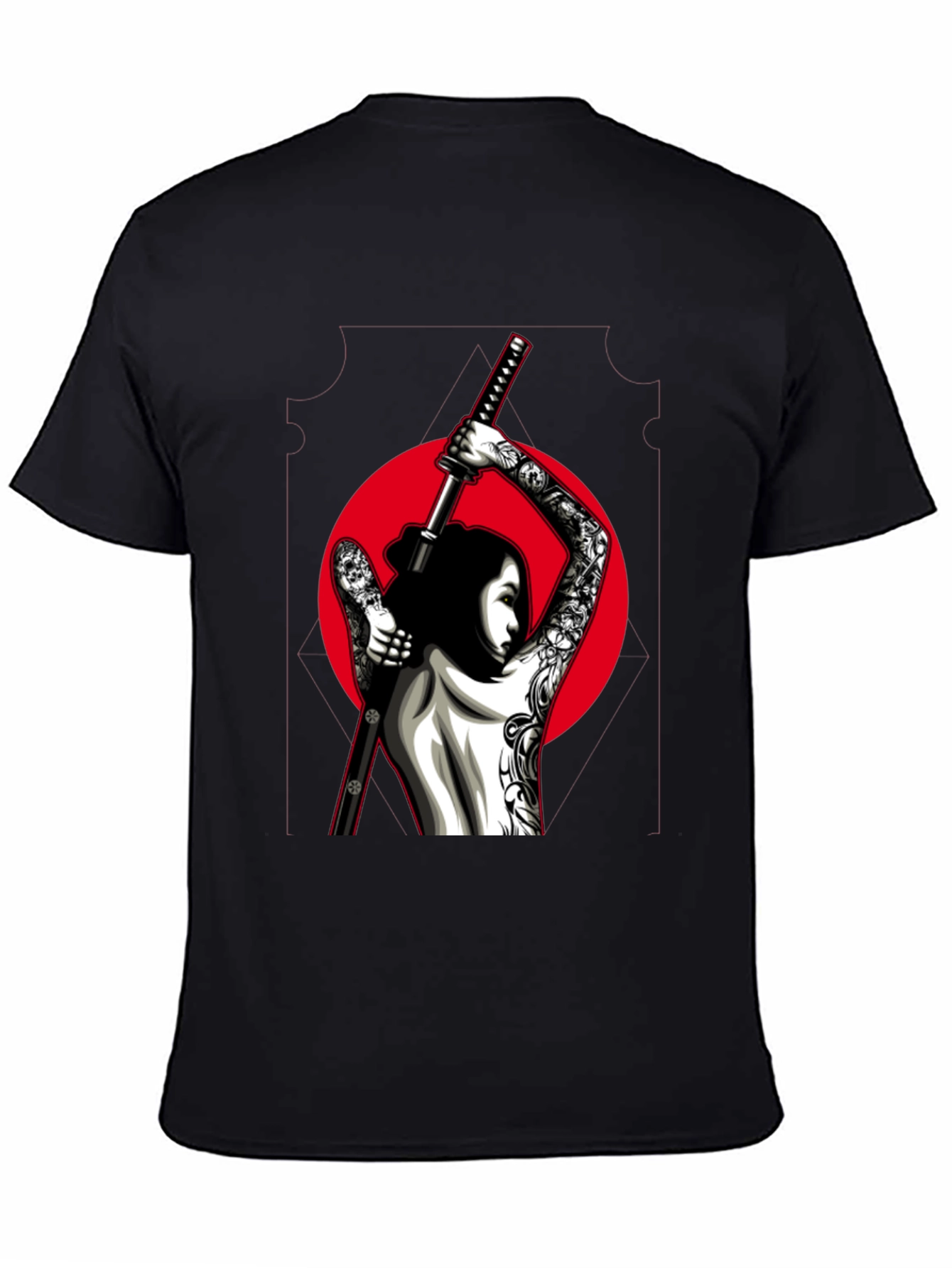 Samurai Tattoo Graphic Tee - Black