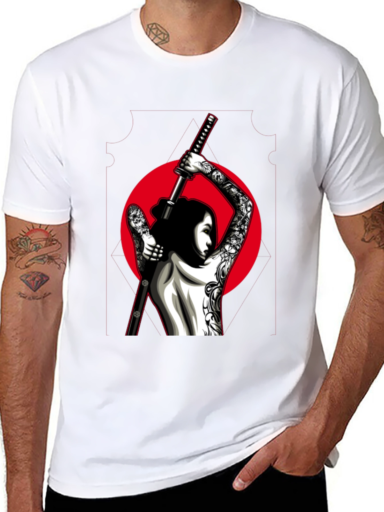 Samurai Tattoo Graphic Tee - Black