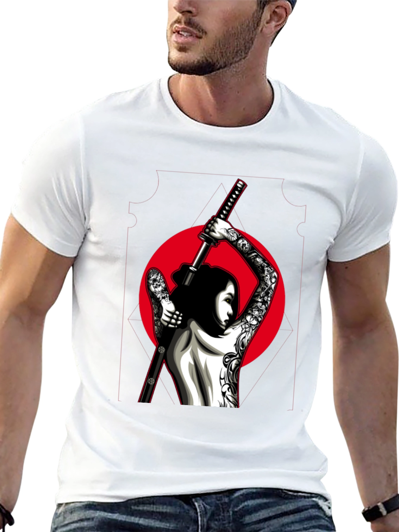 Samurai Tattoo Graphic Tee - Black