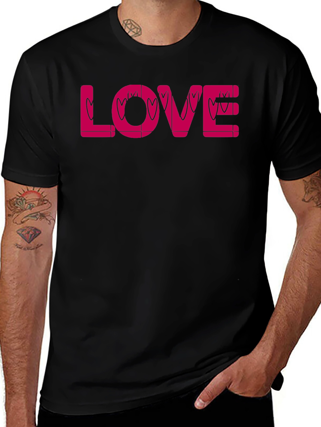 Love Heart Valentines Day Black T-Shirt