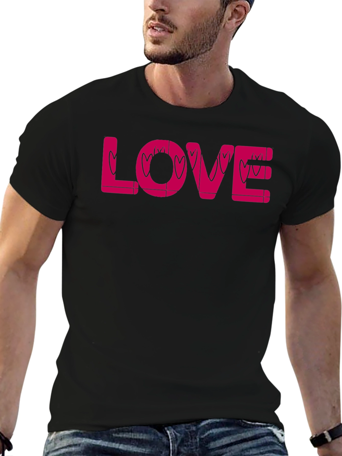 Love Heart Valentines Day Black T-Shirt