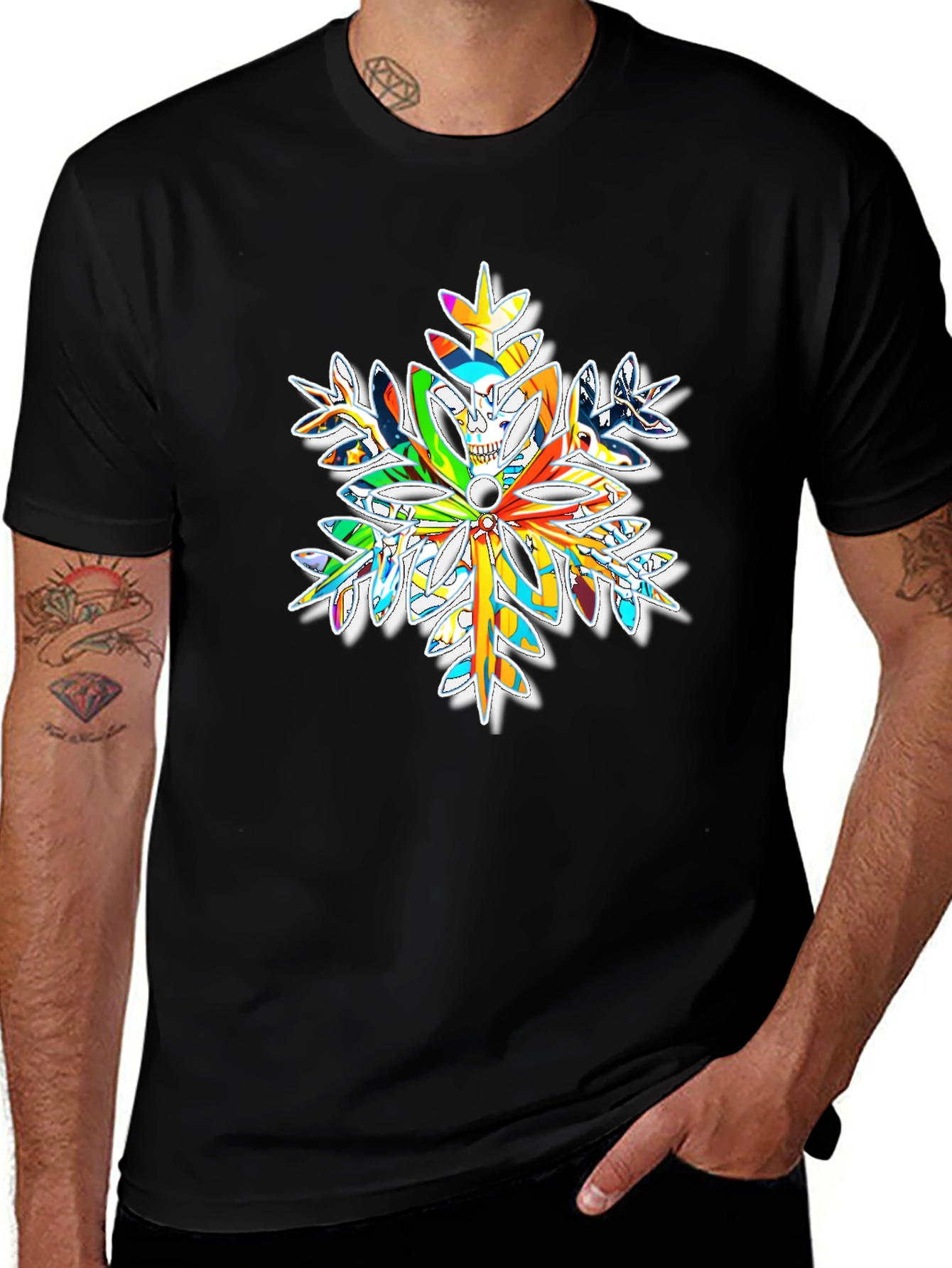 Skull Snowflake Graphic Tee - Bold Winter Style