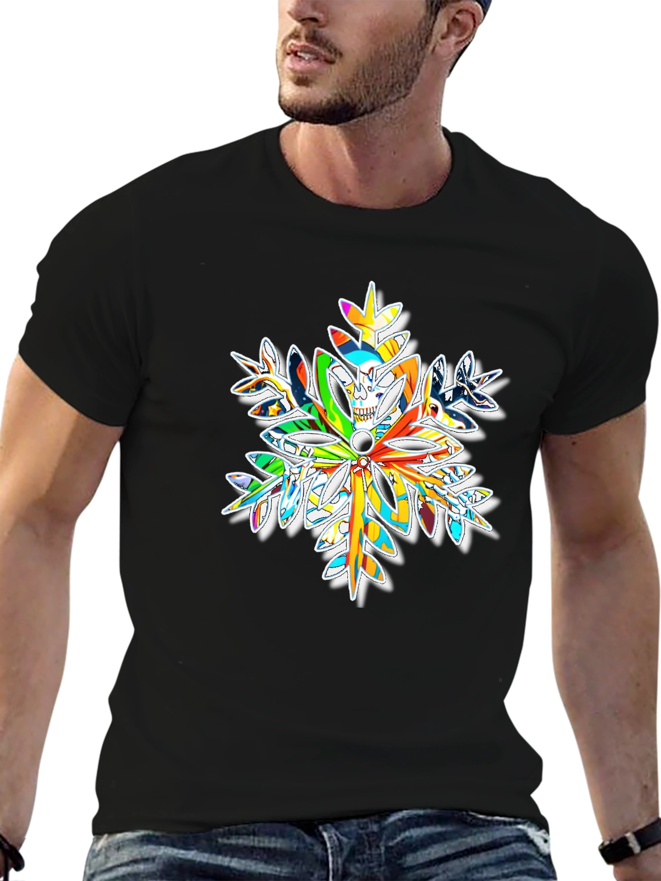 Skull Snowflake Graphic Tee - Bold Winter Style