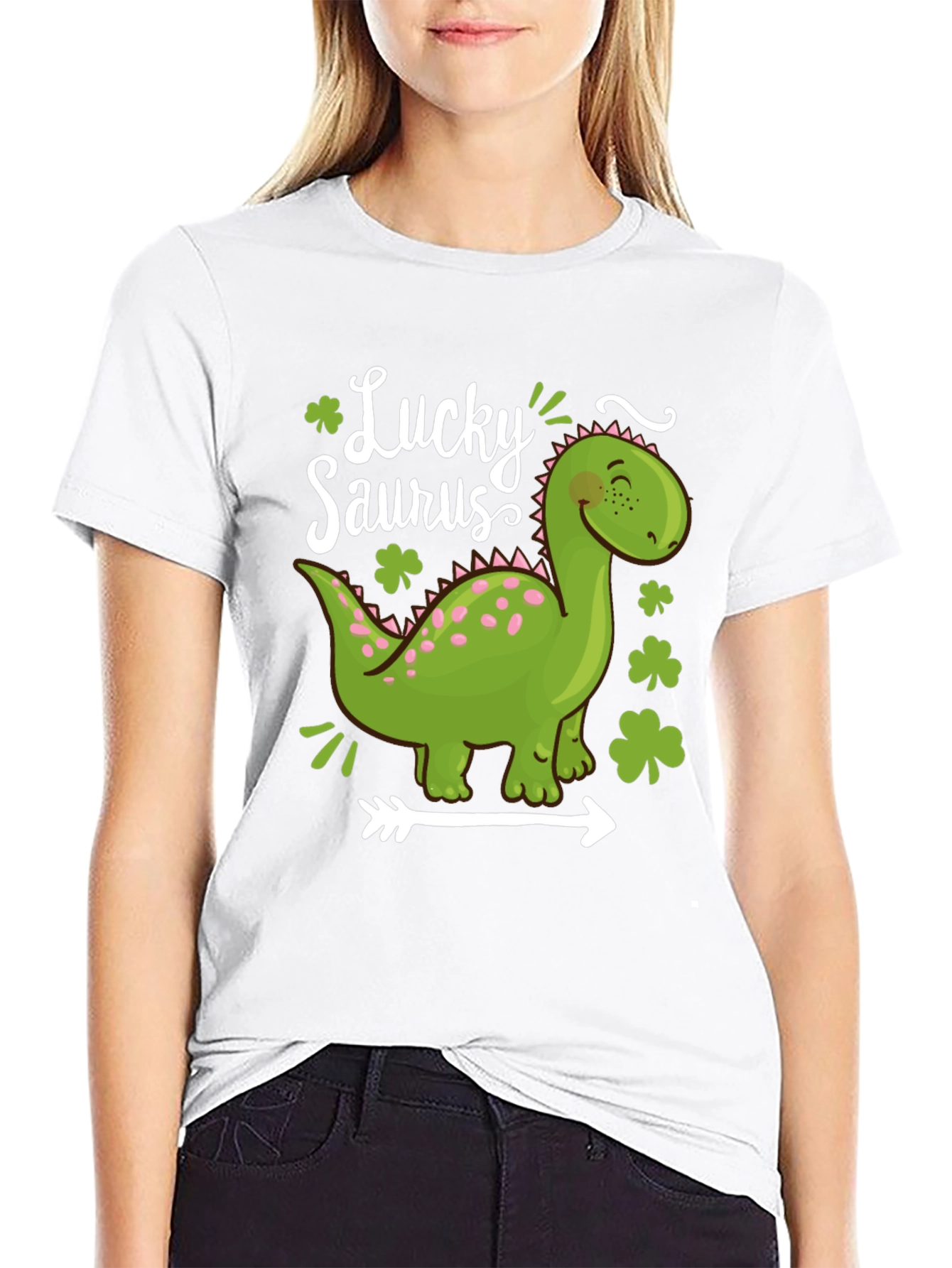 Lucky Saurus T-Shirt - St. Patricks Day Dinosaur Tee