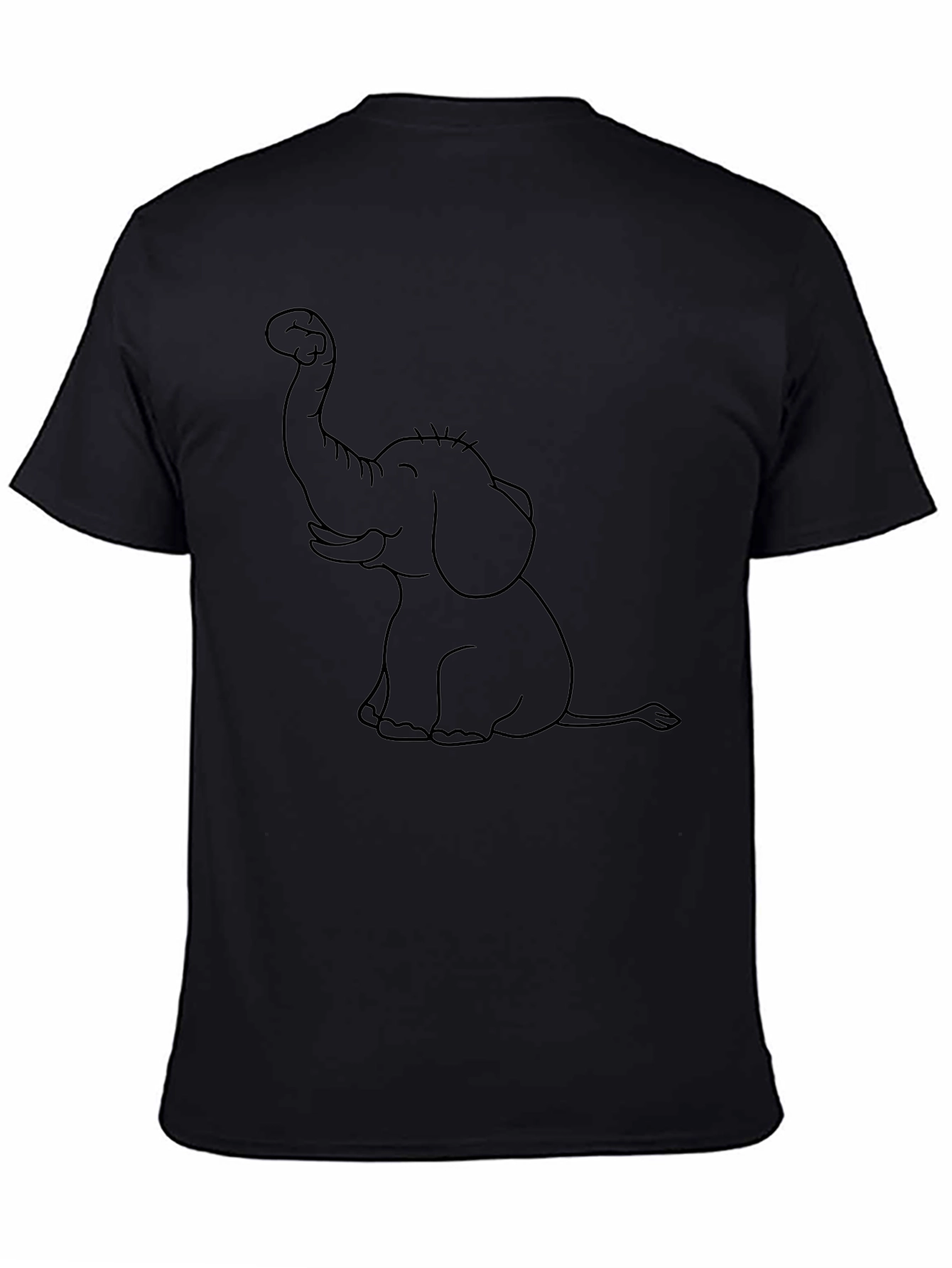 Elephant Outline Black T-Shirt - Cute Cartoon Tee
